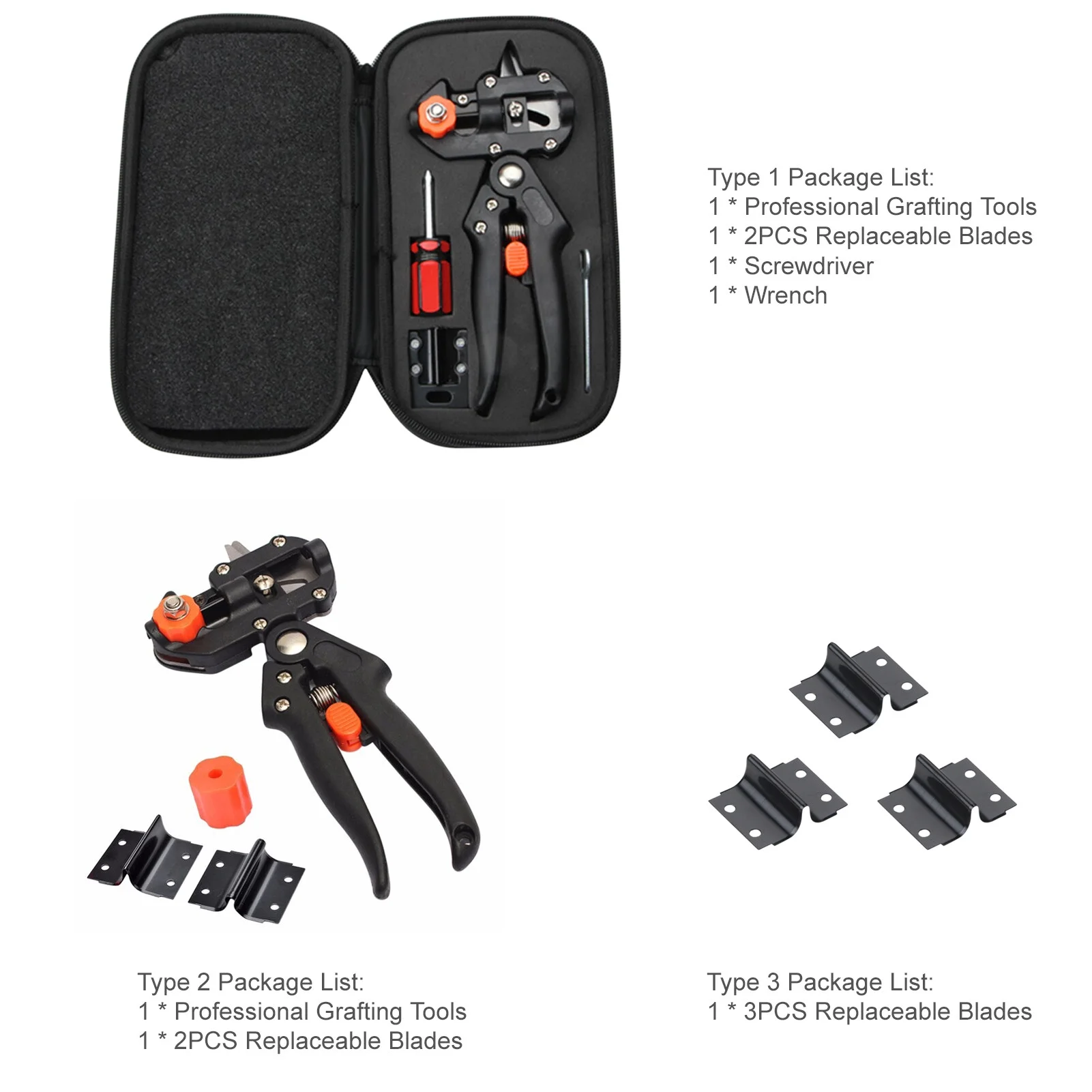 Professional Grafting Tools Grafter Pruner Kit Garden Fruit Tree Pruning Grafting Shears 2 in 1 Scissors Cutting Tool Kit Set with Replaceable Blades