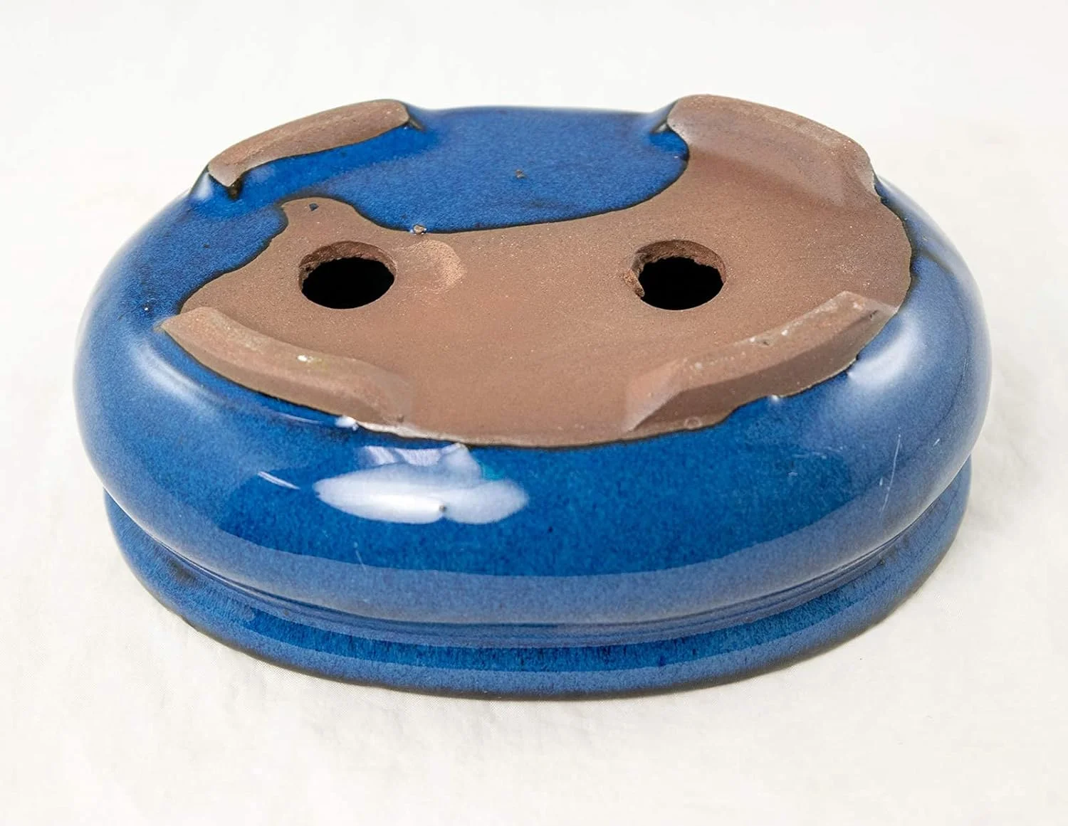 Oval Dark Blue Mame Shohin Bonsai/Succulent + Tray + Rock + Mesh Combo