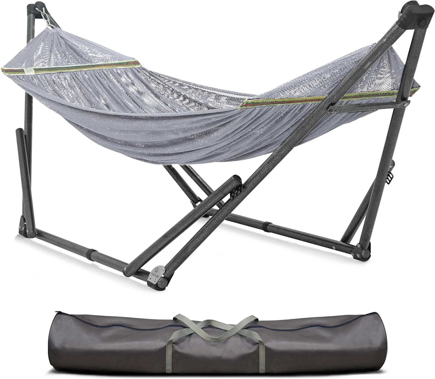 OUWI Uniki Hammock, Instant 30s Foldable Hammock Stand, 550 lbs Capacity Portable Hammock, 3-Year Warranty Sturdy Stand, Revolutionary Design No Screws Needed, Premium Carry Bag Included, Grey
