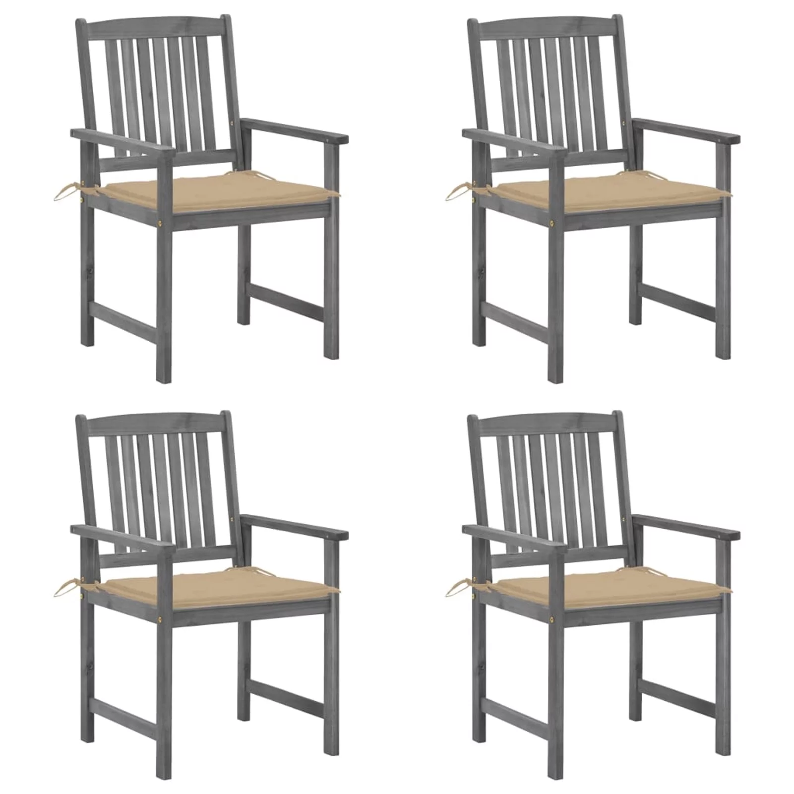 walmeck Patio Chairs with Cushions 4 pcs Gray Solid Acacia Wood
