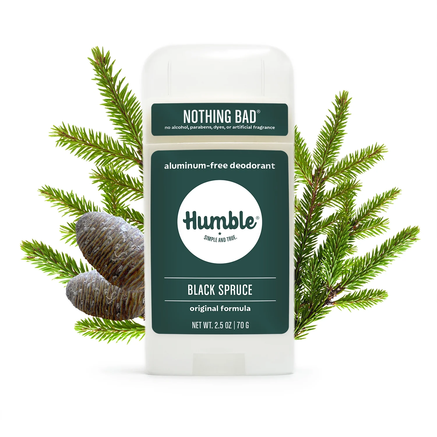 Humble Brands Original Formula Aluminum Free Deodorant, Black Spruce, 2.5oz