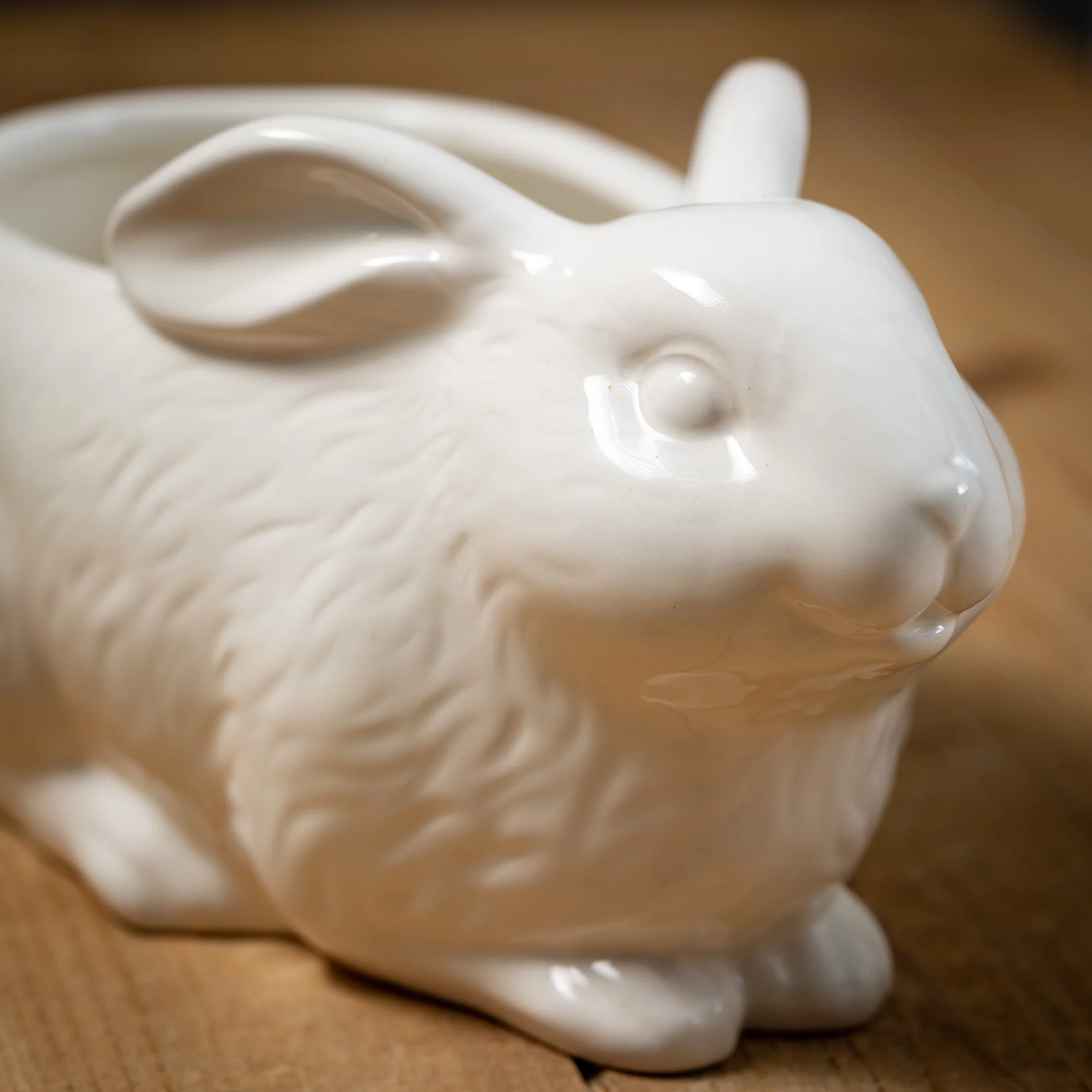 Sullivans Glazed White Decorative Bunny Planter 5