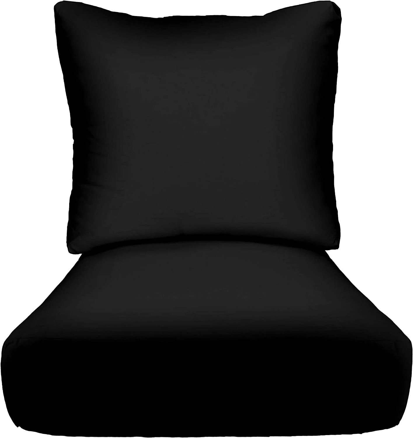 Indoor Outdoor Deep Seating Chair Cushion With Pillow Back | All Weather Polyester Fabric | Seat 24” W X 24” D  Back 25” W X 21” H | Black
