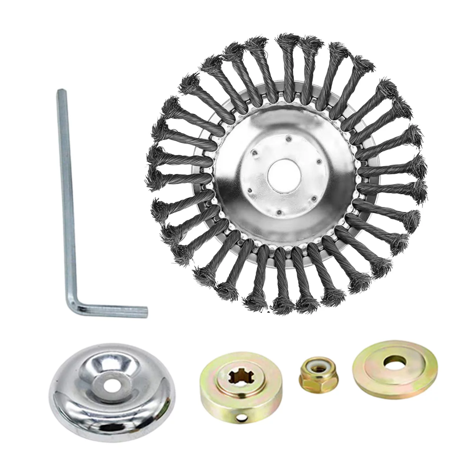 Rotary weeds Brush Joint, Grass Rust Removal, Garden Power Tools, Steel Wire Brush Cutter Strimmer Head 6inch