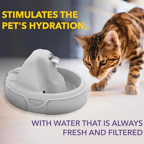 Aqua Flow Premium Pet Water Fountain - Automatic Dispenser Drinking Bowl for Cats and Dogs - Anti-Hair Drainage System - Replaceable Filters - Ideal for Multiple Pets - 52 up to 120 fl oz