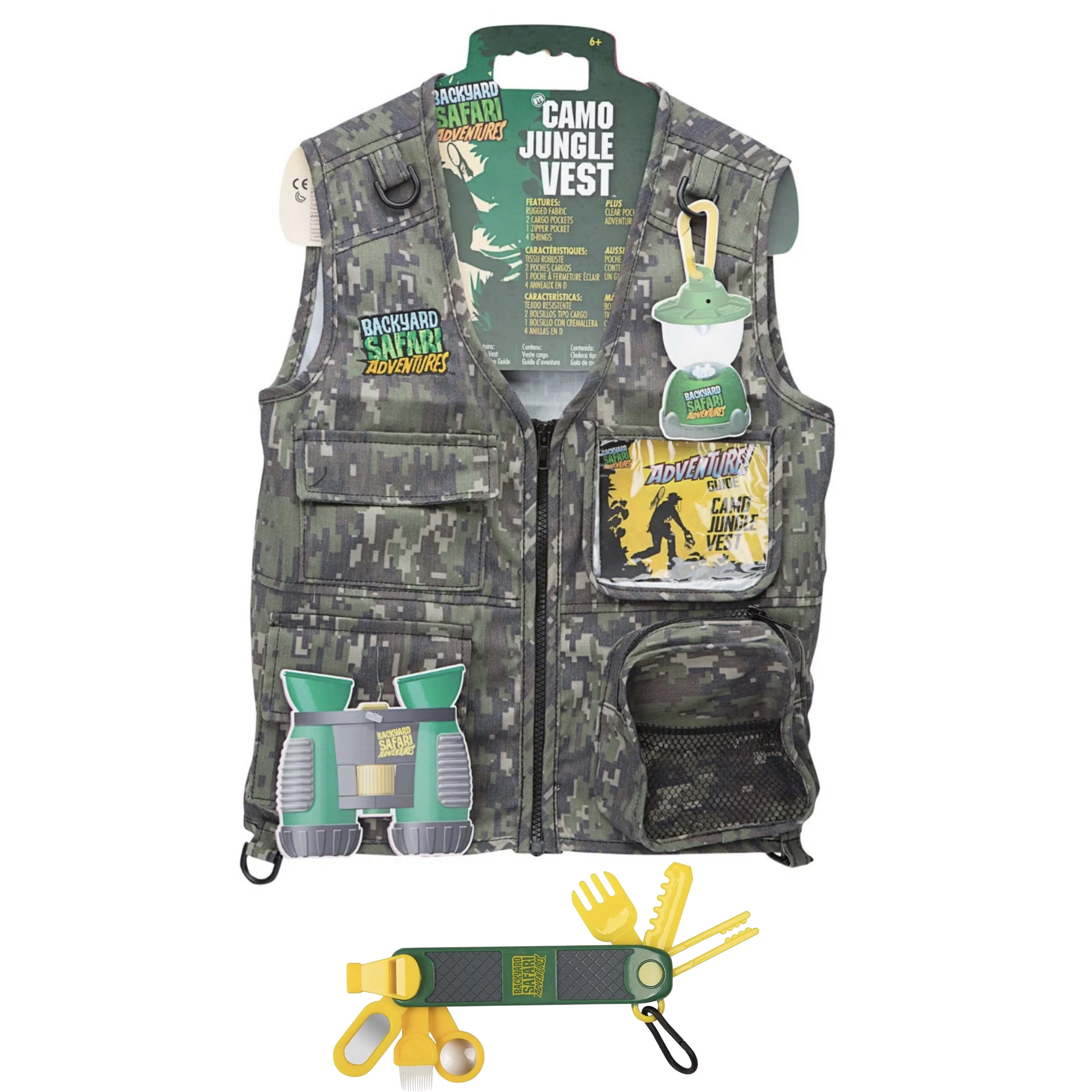 Backyard Safari Adventures Camo Jungle Vest & 9-in-1 Utility Tool Bundle