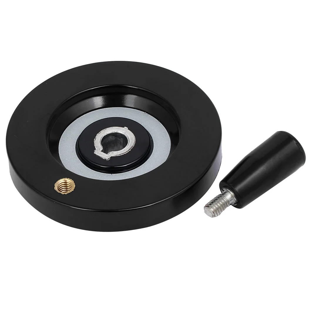 10mm Bore 80mm Outer Dia Revolving Handle Lathe Hand Wheel Machinery Tool Black