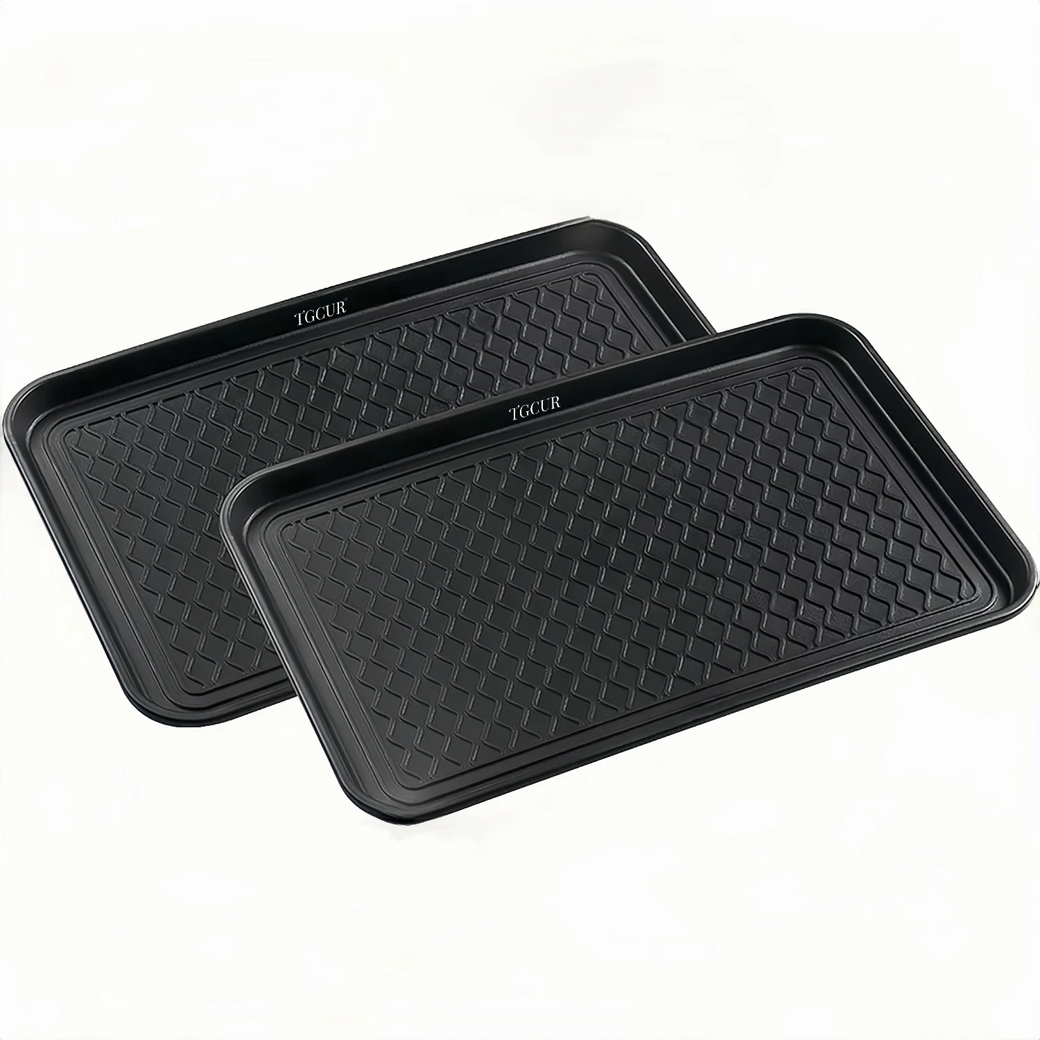 All Weather Boot Tray, 2 Pack Water Resistant Plastic, Multi-Purpose for Shoes, Pet Feeding Trays, Garden-Mudroom Entryway, Garage, Indoor or Outdoor - Medium, 24