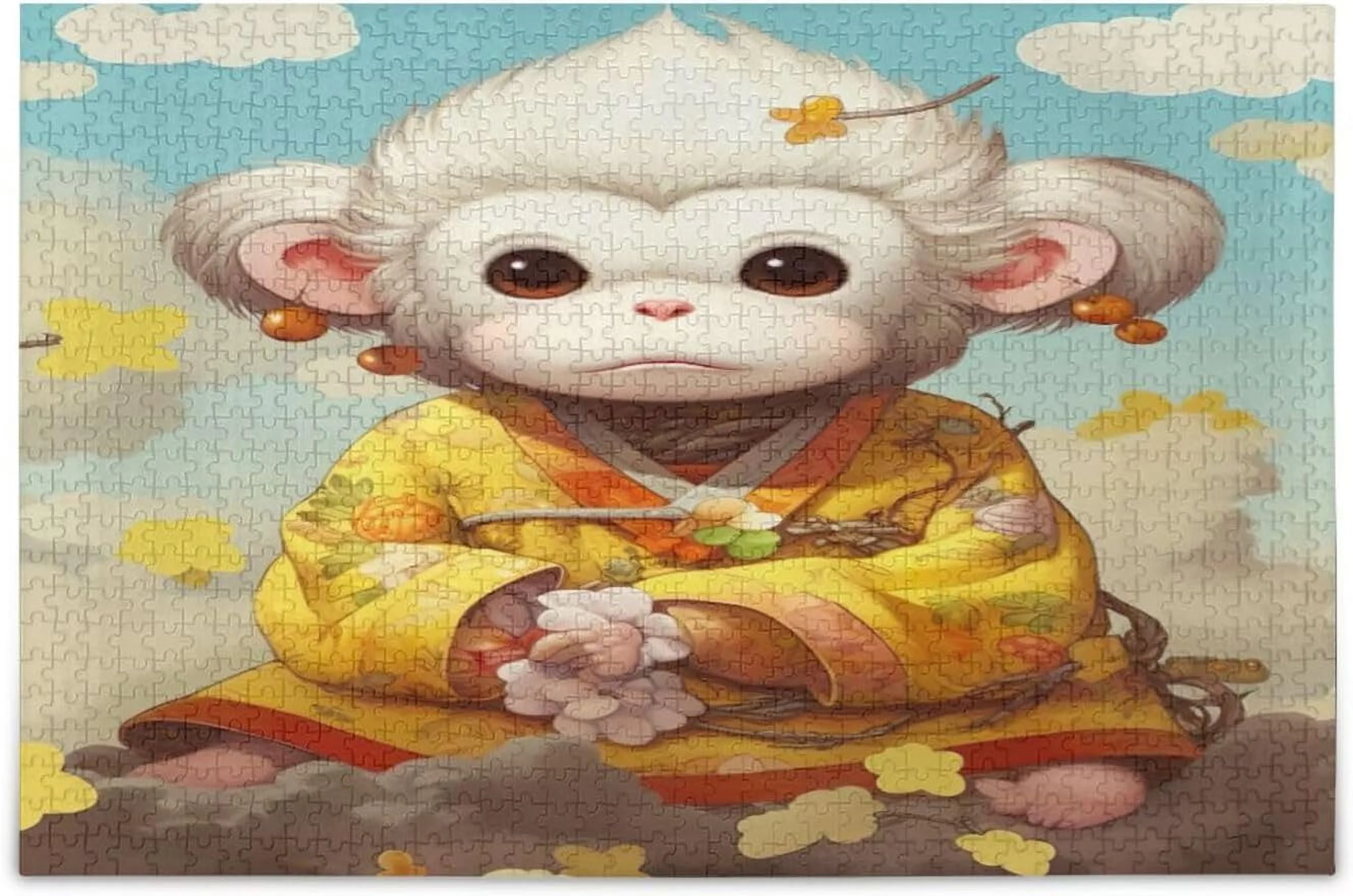 FREEAMG Cute Cartoon Monkey Jigsaw Puzzles for Adults or Kids 1000 Piece, Decompression Fun Family Puzzles Game for Christmas Holiday Toy Gift