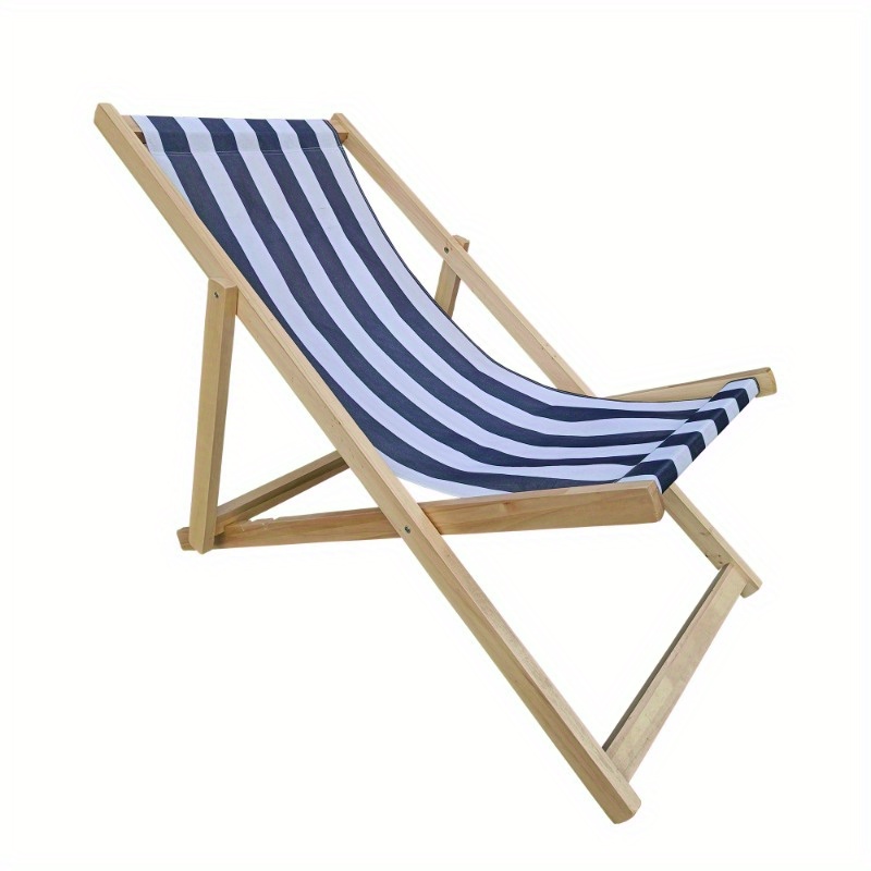 Zateety Populus wood sling chair blue Stripe Broad Dark blue Strip