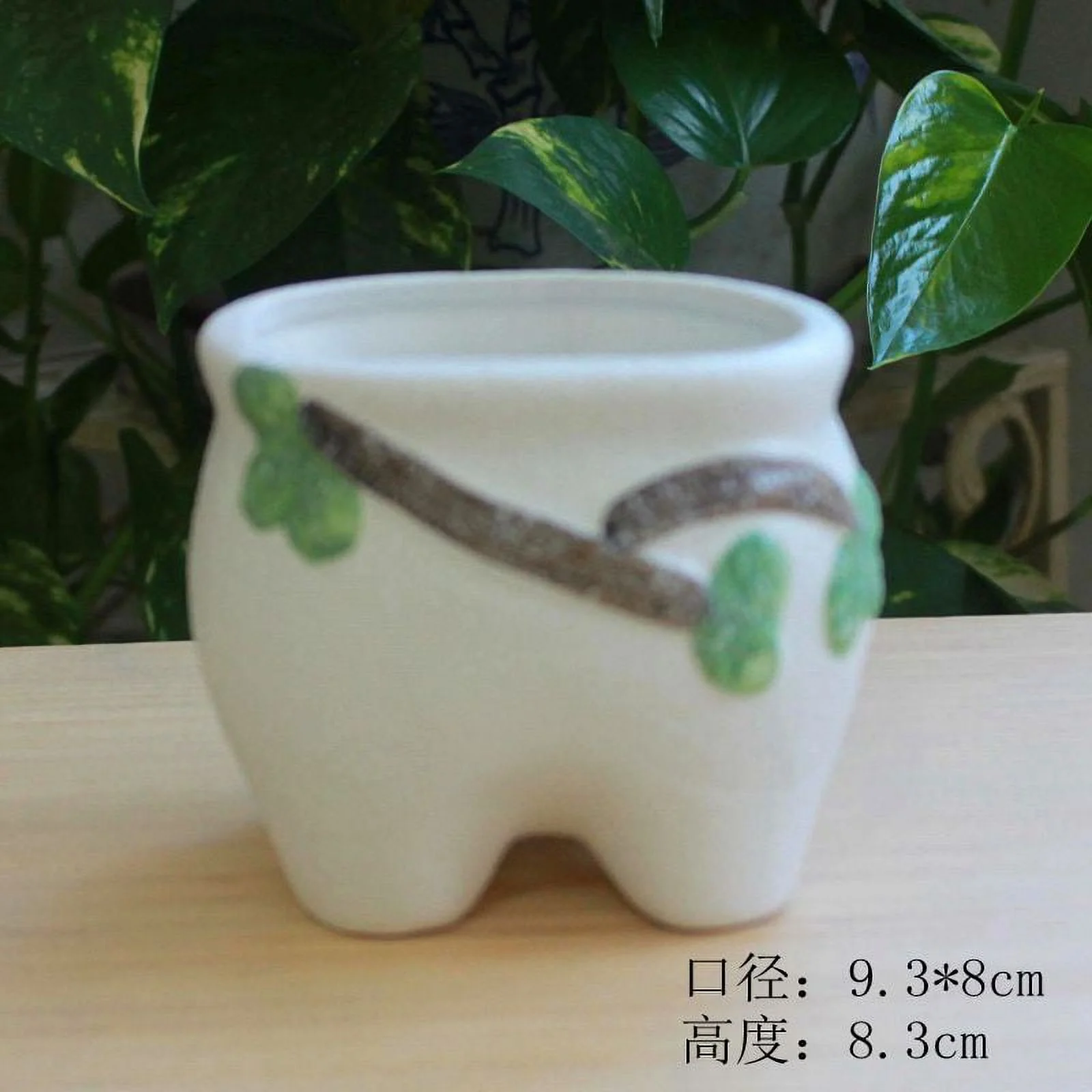 Snowflake Glaze Ceramic Succulent Planter - Nordic Style Rabbit Flower Pot - Ceramic Desktop Planter