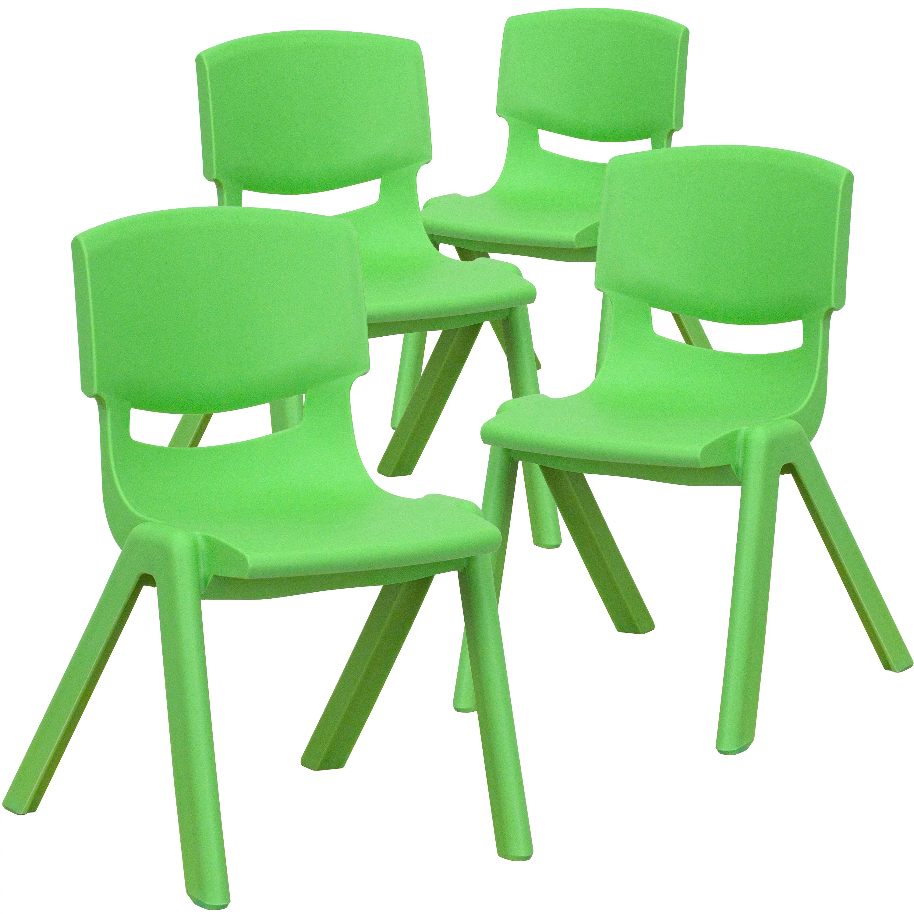 Emma + Oliver 4 Pack Green Plastic Stack School Chair with 12
