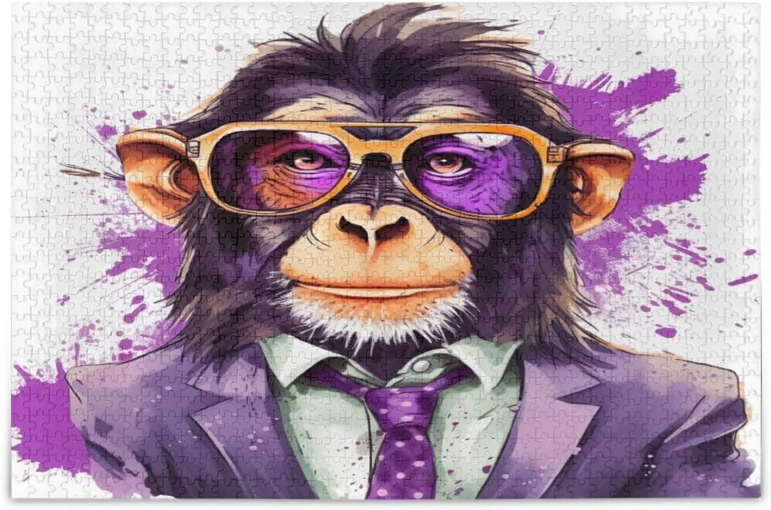 Jigsaw Puzzles for Adults or Kids 500 Piece,Fashionable Suit Monkey Intellectual Decompression Fun Family Puzzles Game for Christmas Holiday Toy Gift Decor Gift