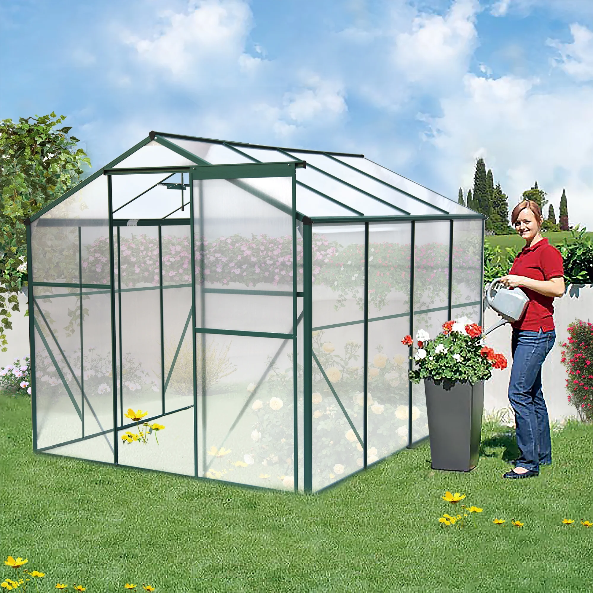 Adrinfly Greenhouse 6x8FT Green