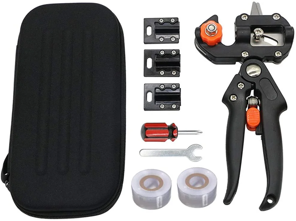 Garden Grafting Pruning Pruner Tool Kit, Fruit Tree Branch Graft Cutting Tool Pruner Shear Snip with 2 Extra Blades & 2 Grafting Tape