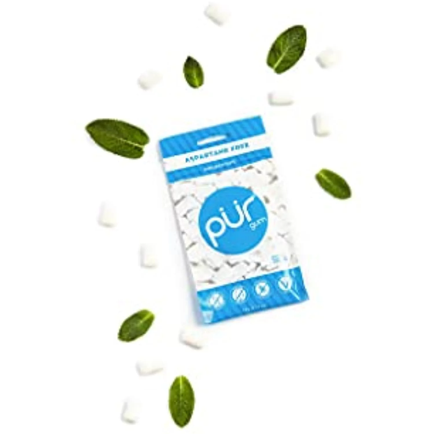 Pur Gum Sugar Free Chewing Gum With Xylitol, Aspartame Free + Gluten Free, Vegan & Keto Friendly - Natural Peppermint Flavored Gum, 55 Pieces (Pack Of 12)