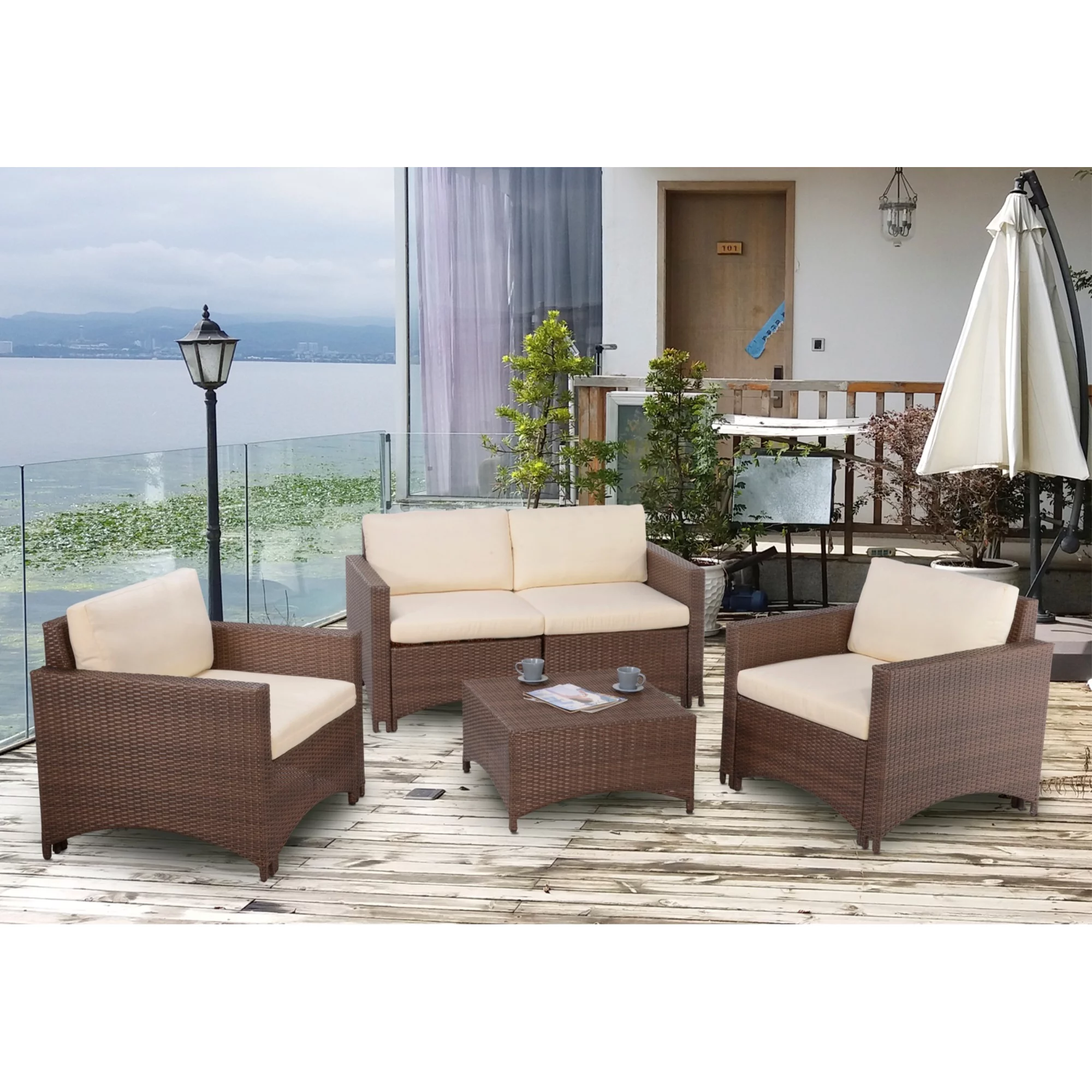 Studio Shine Collection 3-Seater sofa, 2 Armchairs and coffee table conversation set
