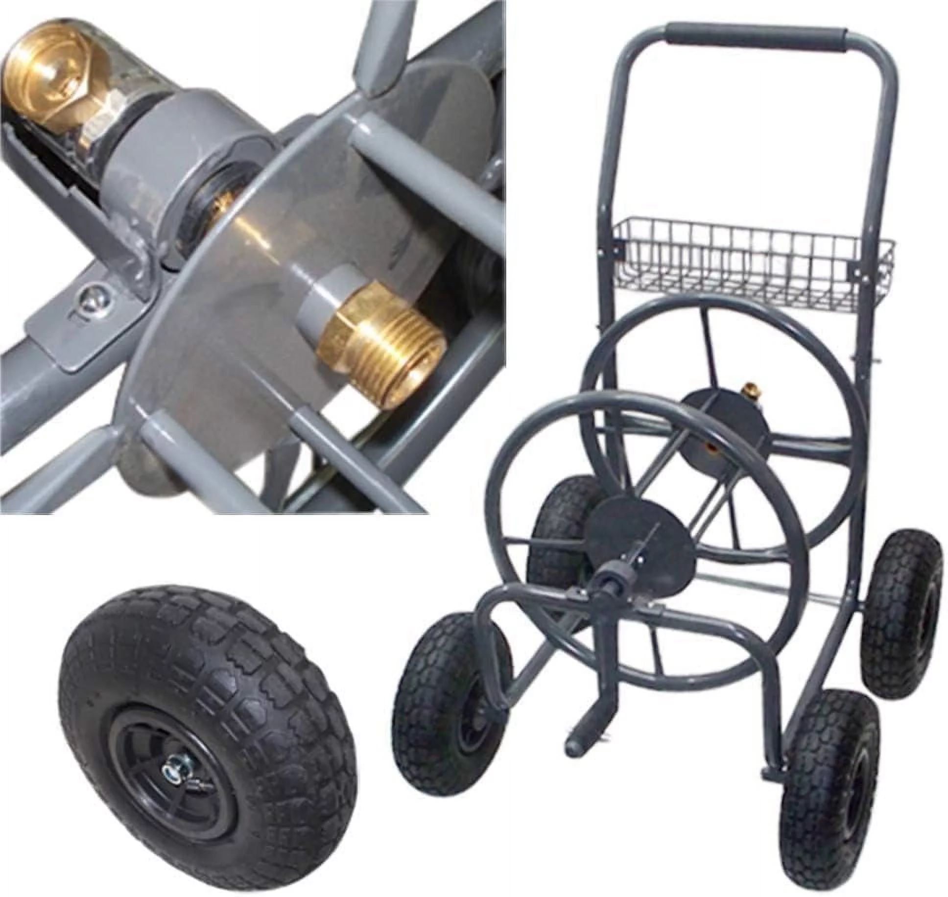 Garden Water Hose Reel Cart 225 FT Outdoor Heavy Duty Yard Water Planting