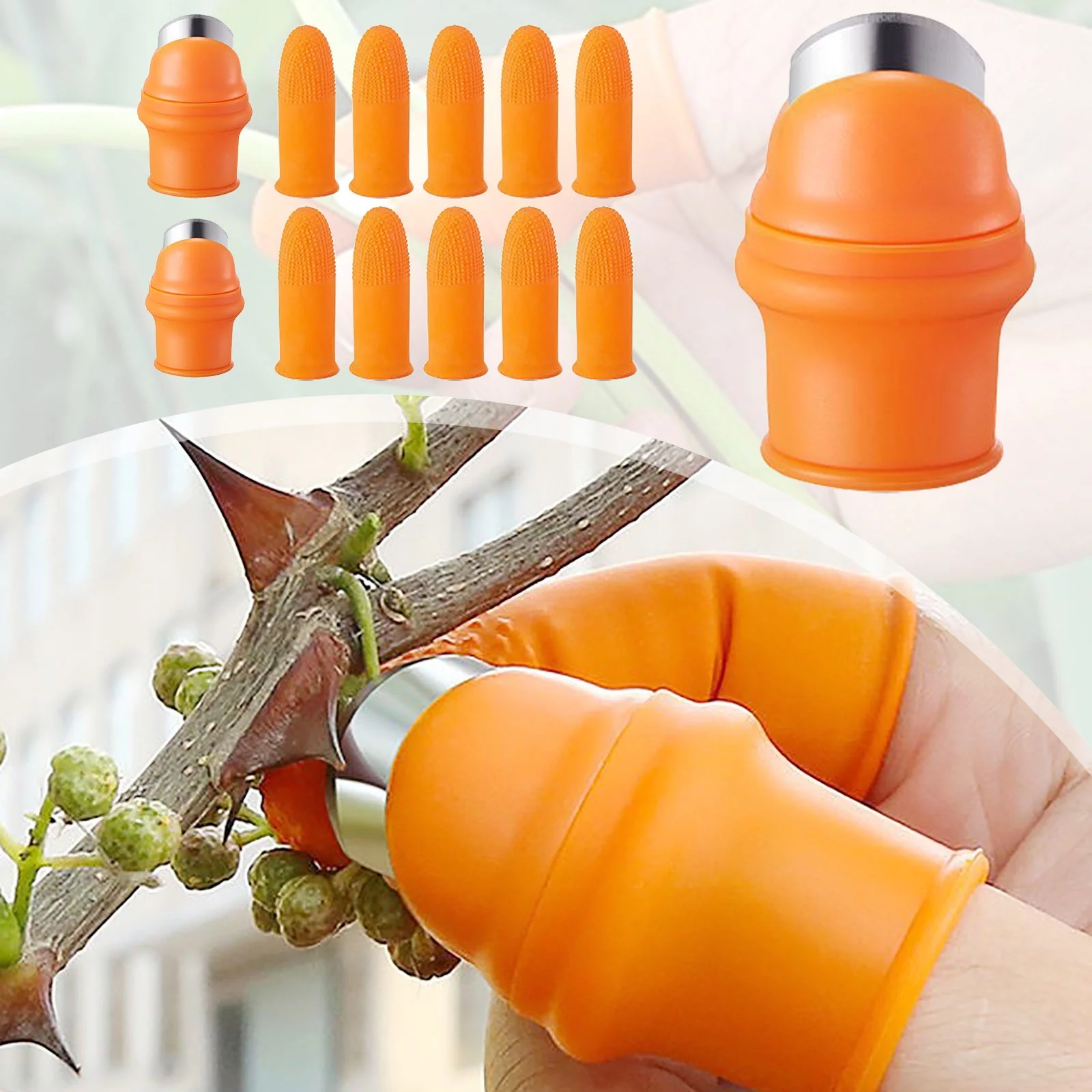 NLLSHGJ 12Pcs Gardening Silicone Thumb Knife Harvesting Tool Vegetable Fruit Picking Knife Garden Tools for Trimming