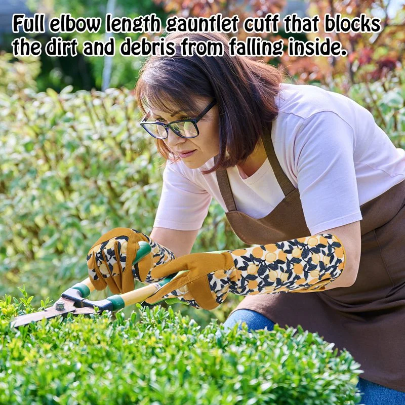 Qweryboo Gardening Gloves for Women Rose Pruning Thorn Proof Breathable Touchscreen Long Forearm Protection Garden Gloves(Yellow)