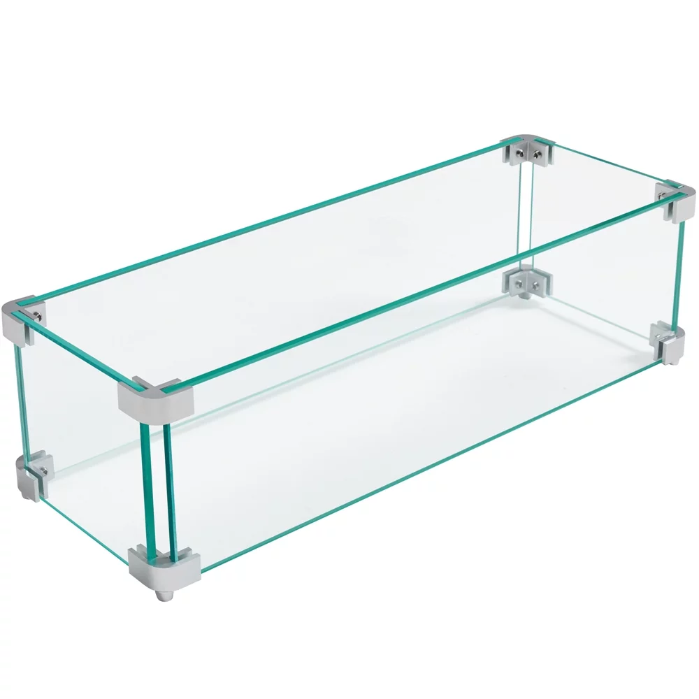 Yaheetech 23.5'' L x 7.5''W Rectangle Gas Fire Pit Wind Guard, Clear