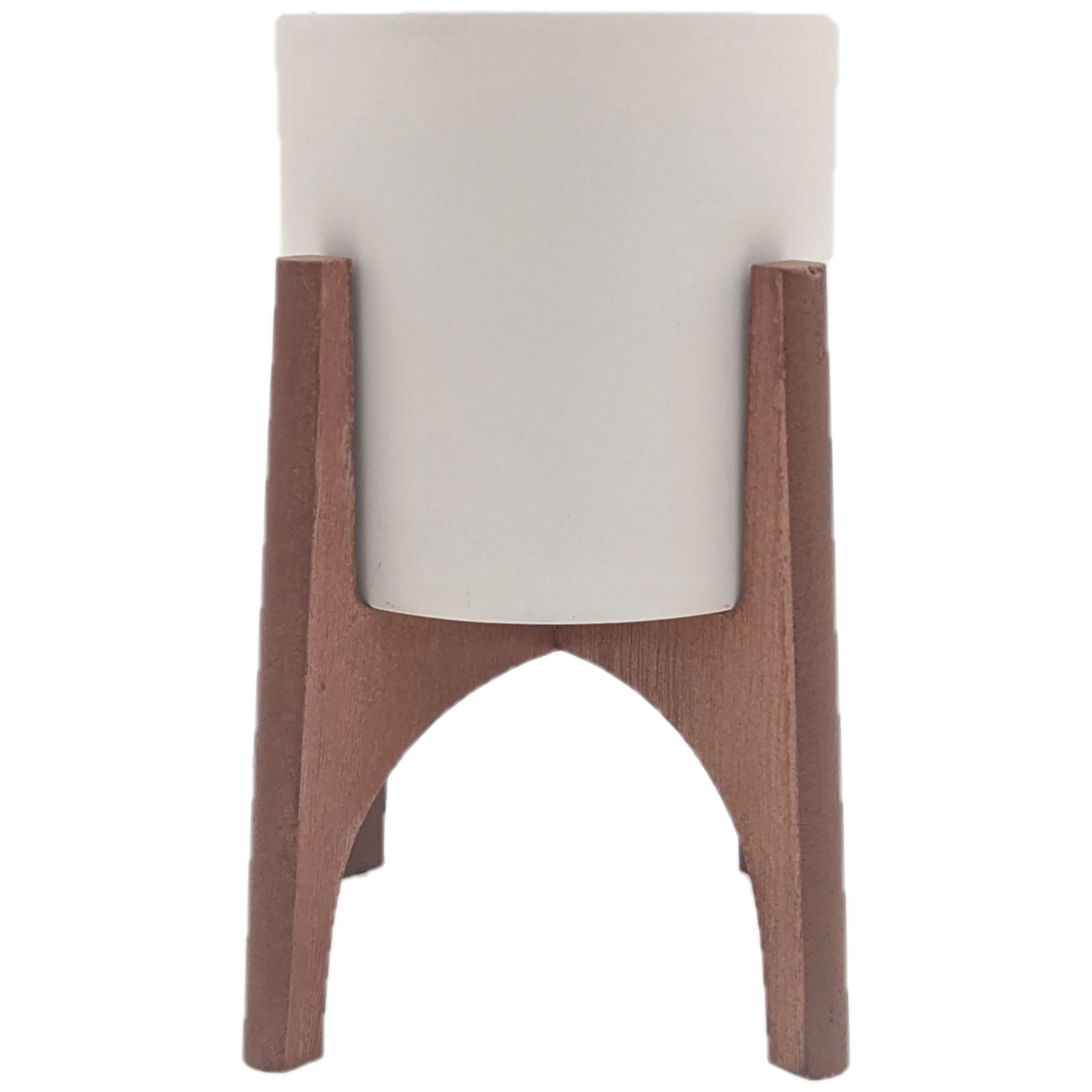 Mainstays  White Ceramic Pot with Wood Stand, 4.25