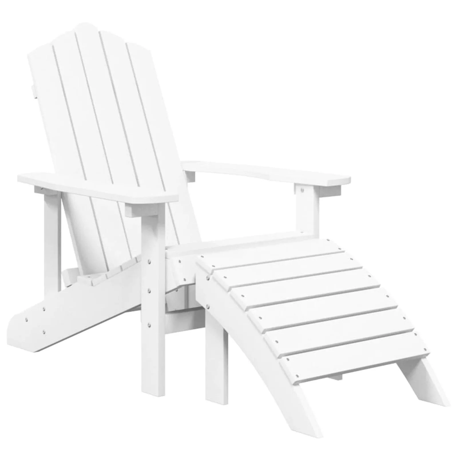 Tomshoo Patio Adirondack Chairs 2 pcs with Footstools HDPE White