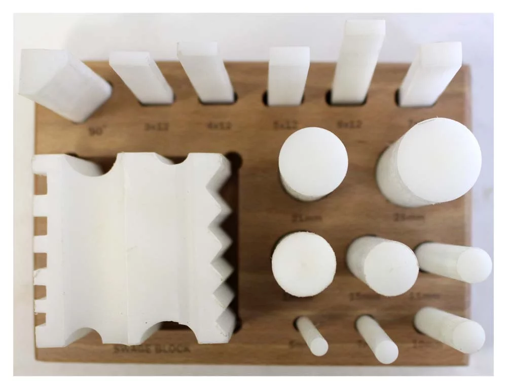 HAWK 15 Piece Polypropylene Swage Block Set | Comprehensive Bending Tools | With Wooden Stand | Ideal for Delicate Metals & Jewelry Crafting
