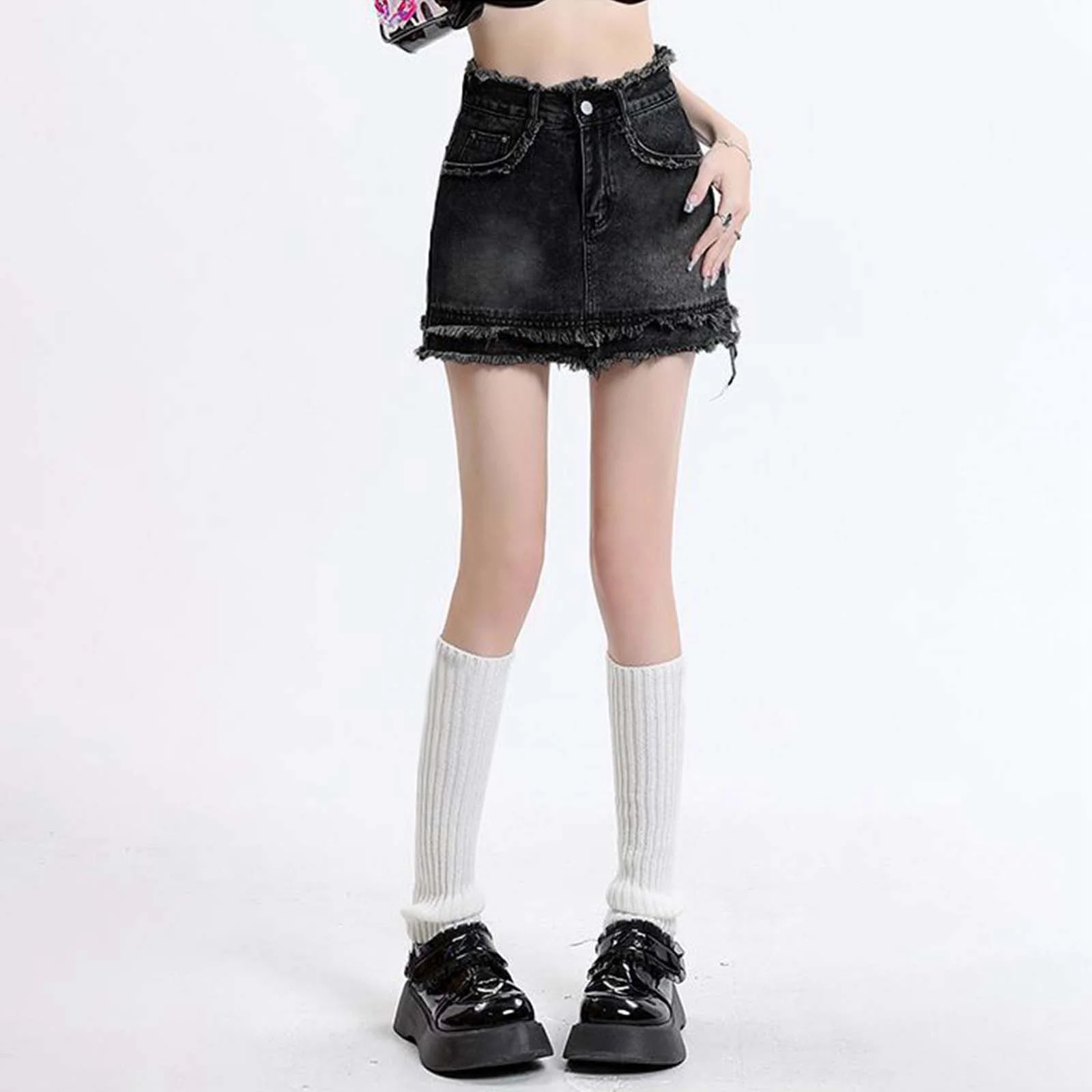 Autumn Tennis Skirt Women'S High Waist A Line Denim Skirt Retro Pencil Mini Skirt With Pocket Design Black Maxi Skirt