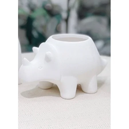 Unfinished Paintable White Dino Shaped Ceramic Plant Pot