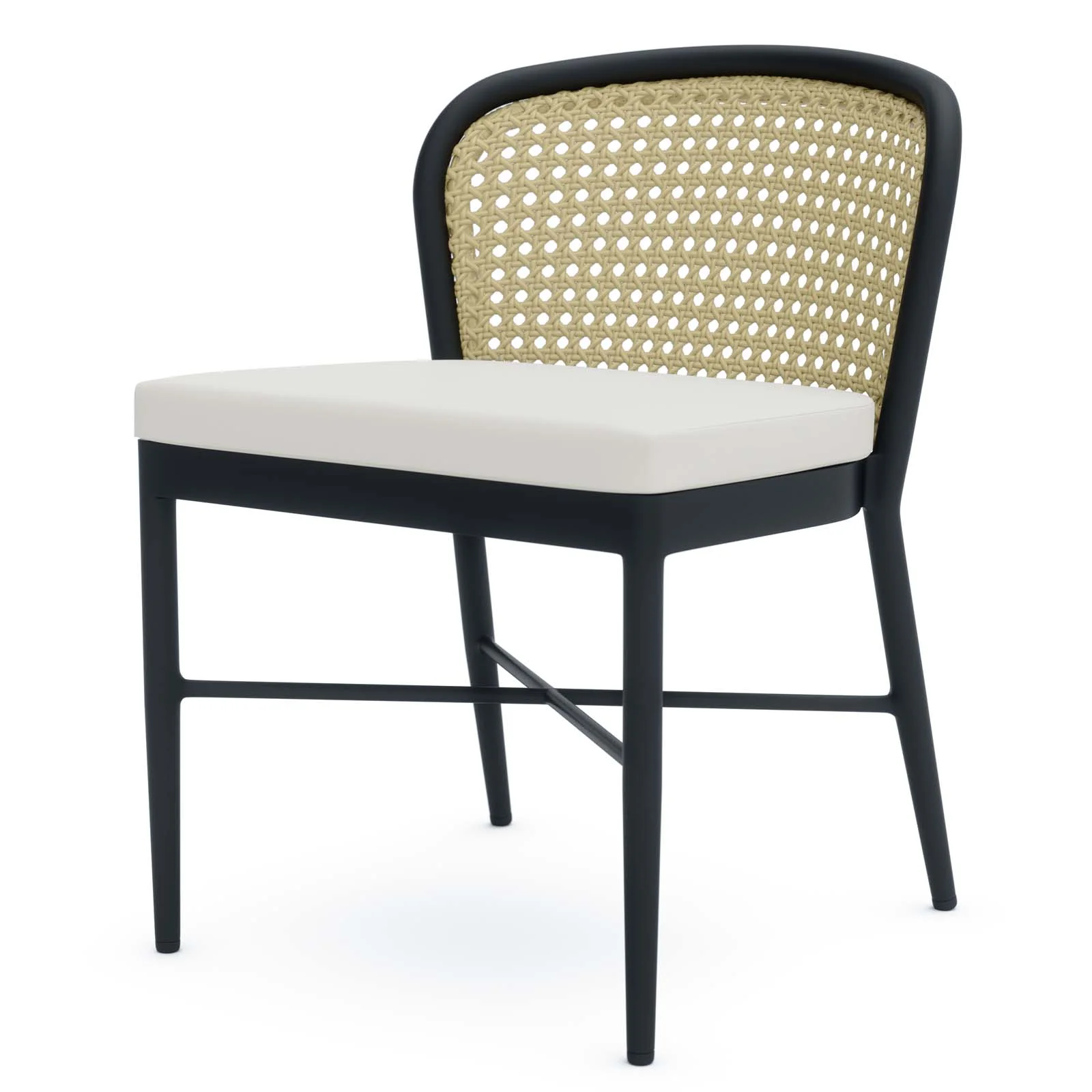 Side Dining Chair, Ivory White, Aluminum, Metal, Steel, Modern Contemporary, Outdoor Patio Balcony Cafe Bistro Garden Furniture Hotel Hospitality