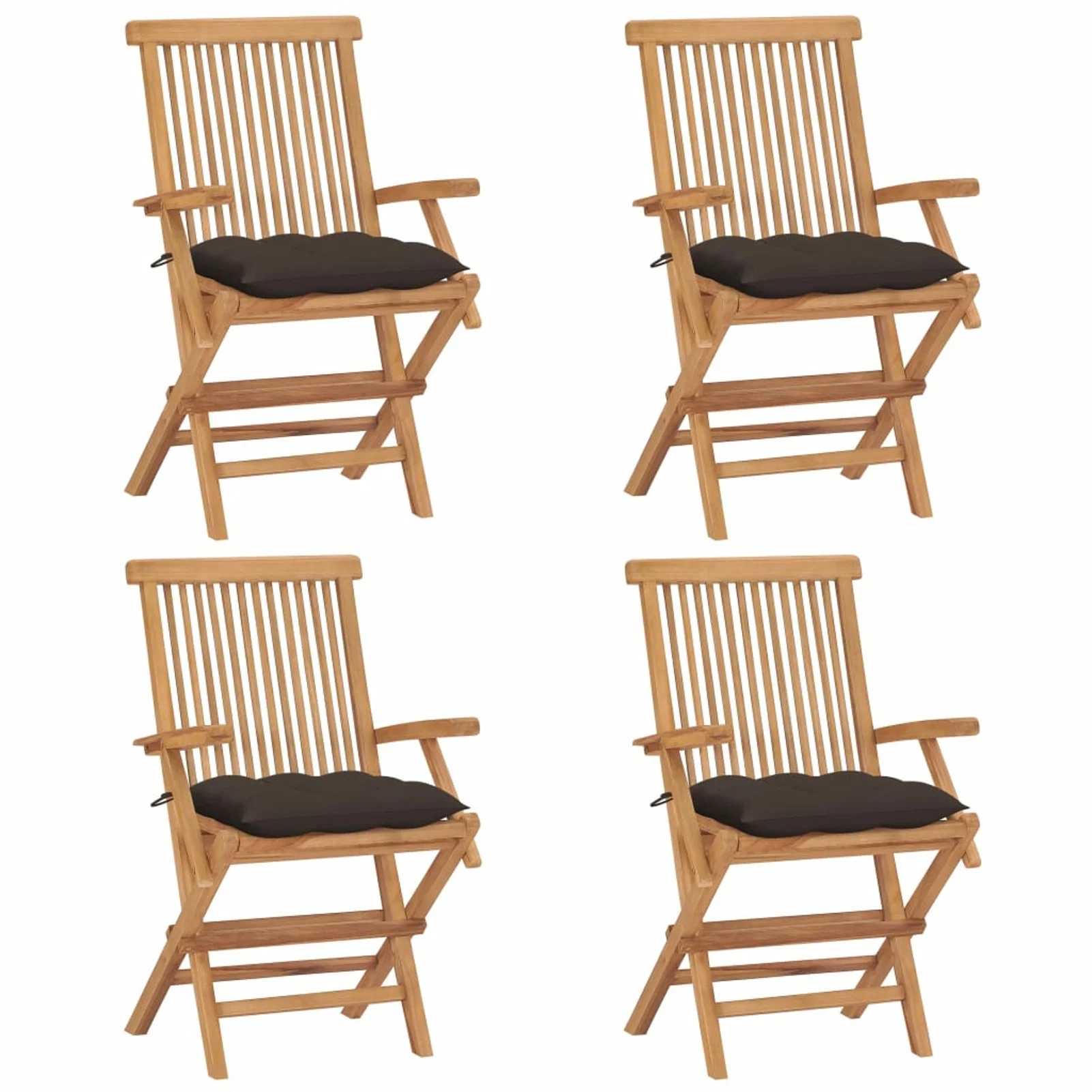 walmeck Patio Chairs with Taupe Cushions 4 pcs Solid Teak Wood
