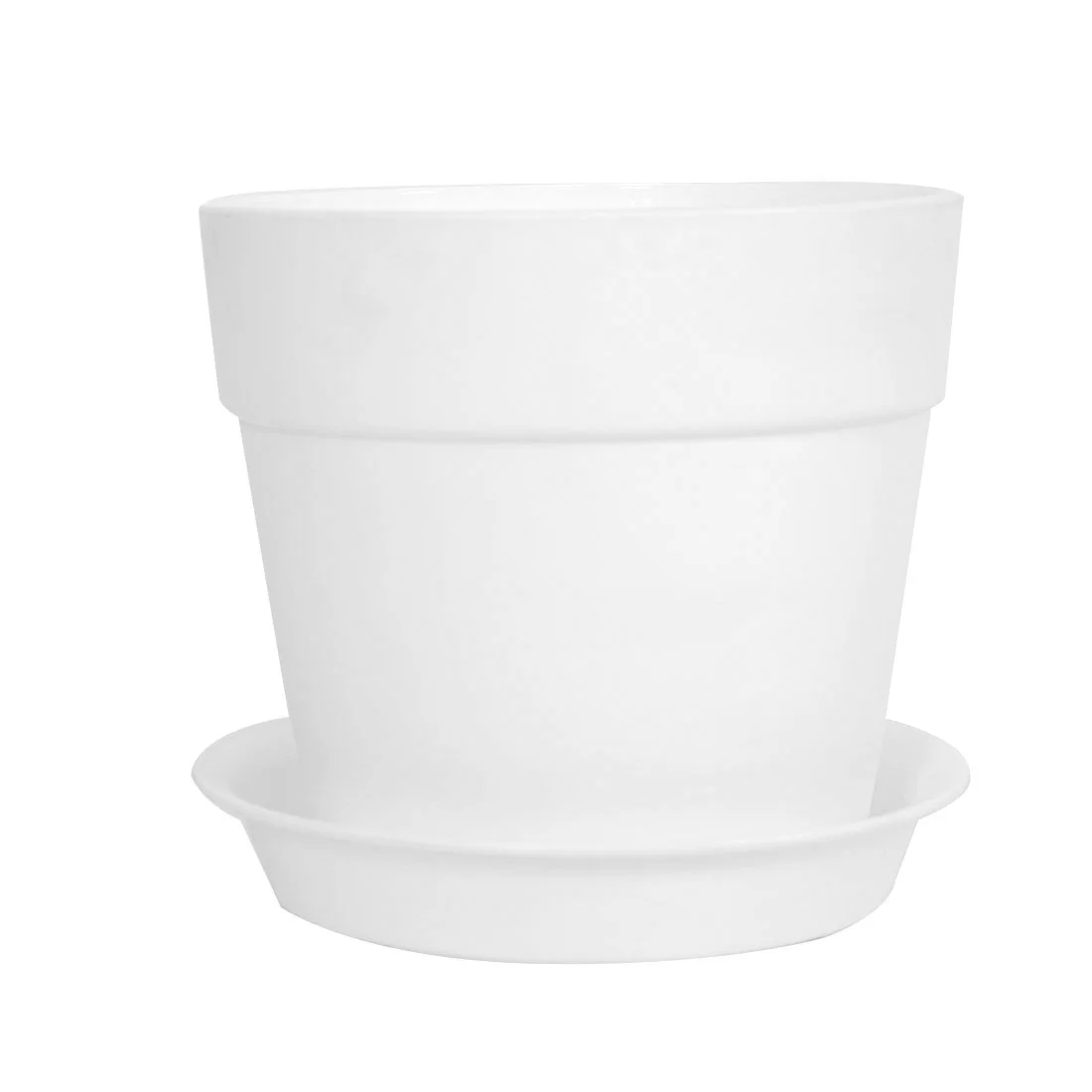 Home Balcony Plastic Round Design Flower Cactus Plant Holder Planter Pot White