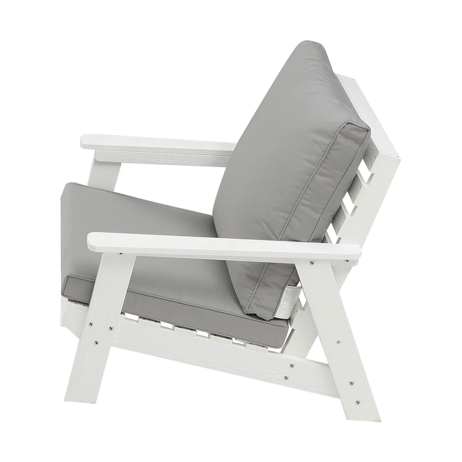 Ultimate Comfort and Relaxation with Stylish White/Grey HIPS Single Outdoor Sofa Featuring All-Weather Cushion