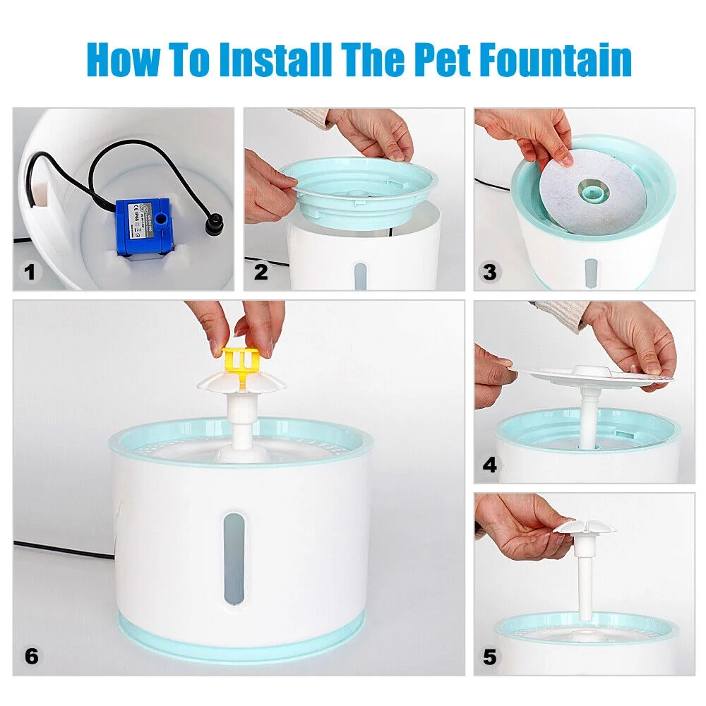 Automatic Dog Cat Water Fountain Drinking Dispenser Bowl Electric 2.4L Silent