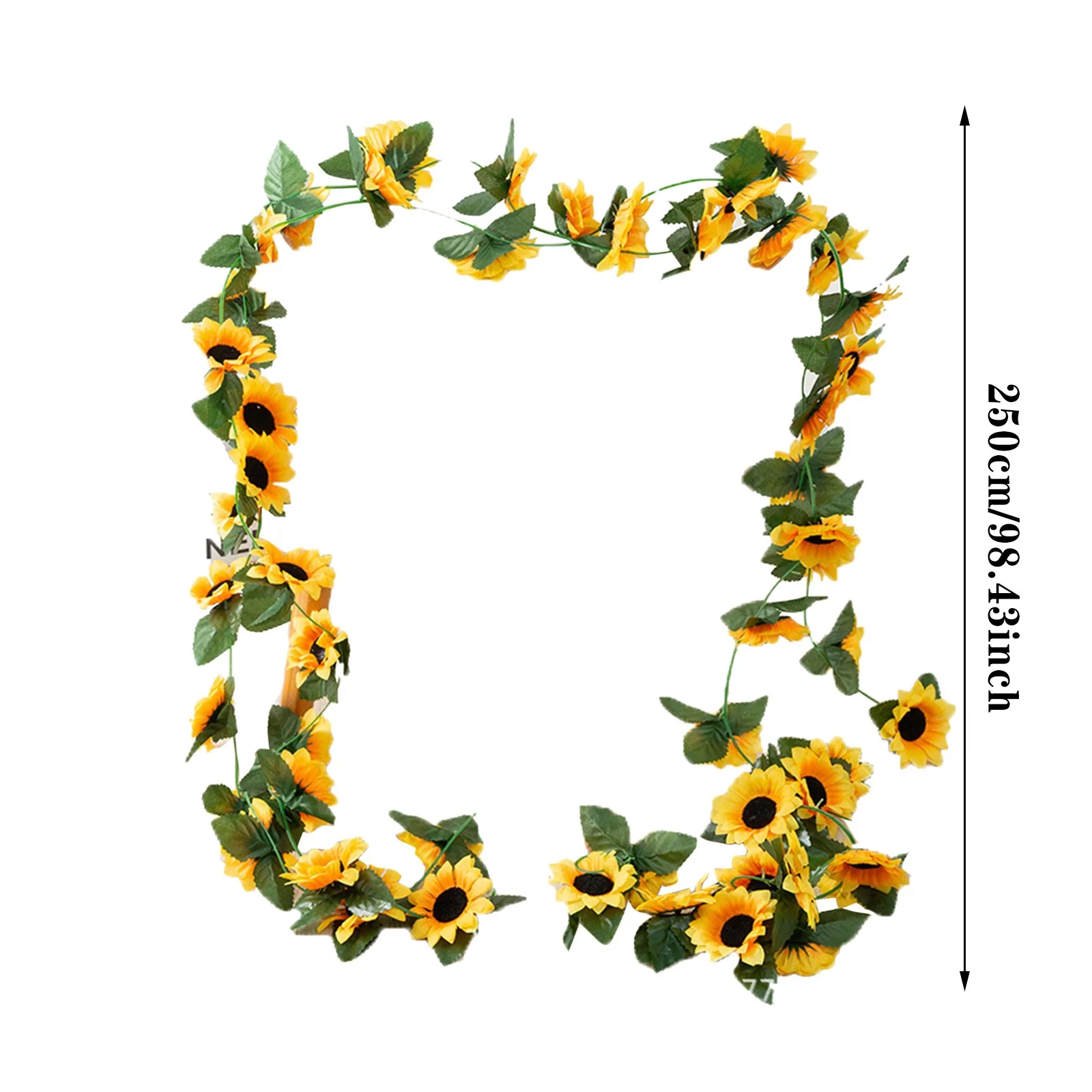 HALJEN Artificial Wall Flowers Coolmade 4 Pack 8.5' Artificial Sunflower Garland Silk Sunflower Vine Artificial Flowers with Green Leaves Wedding/Table Decor Yellow