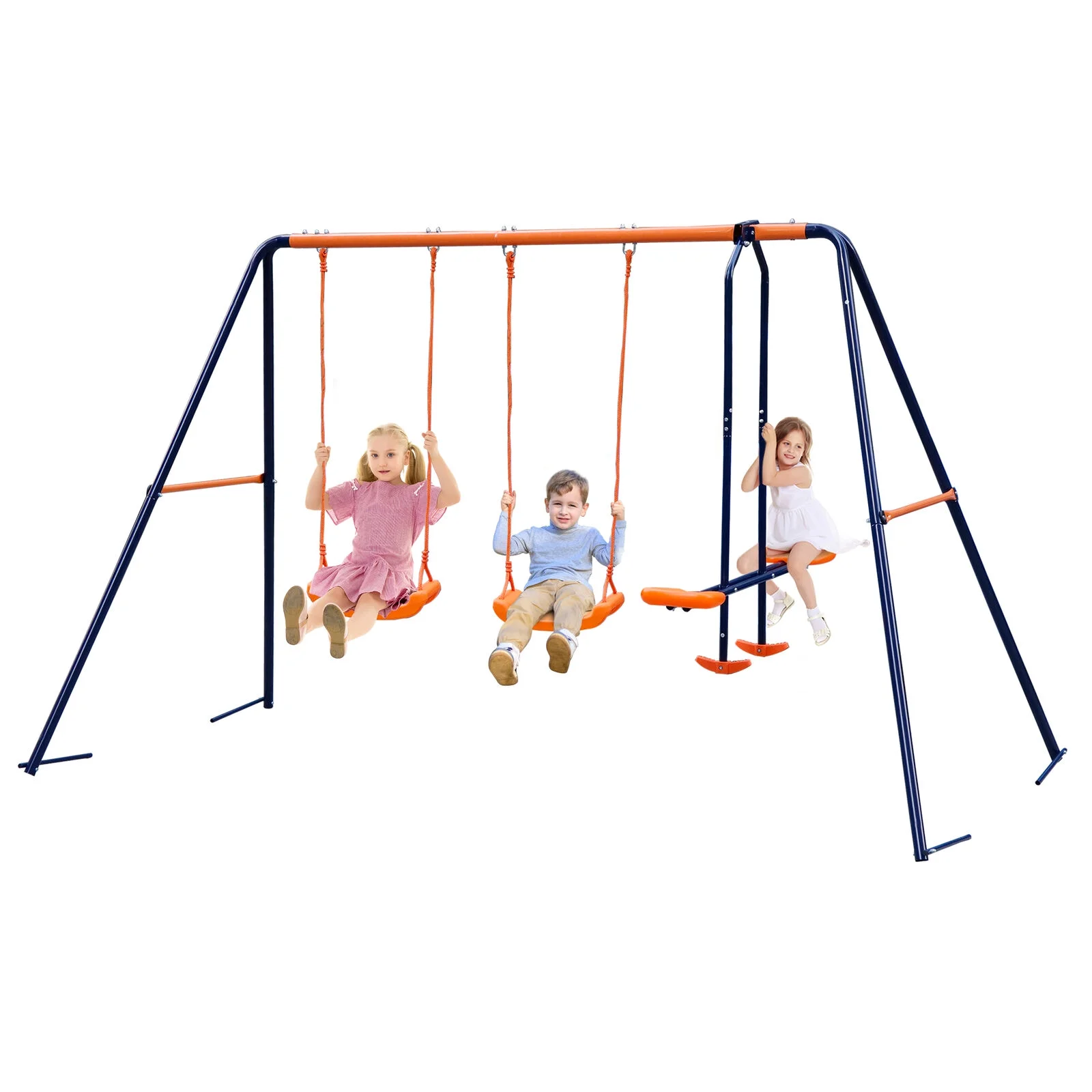 Swing Set for Backyard 3 in 1 Garden Swing Set with Seesaw for Children Outdoor