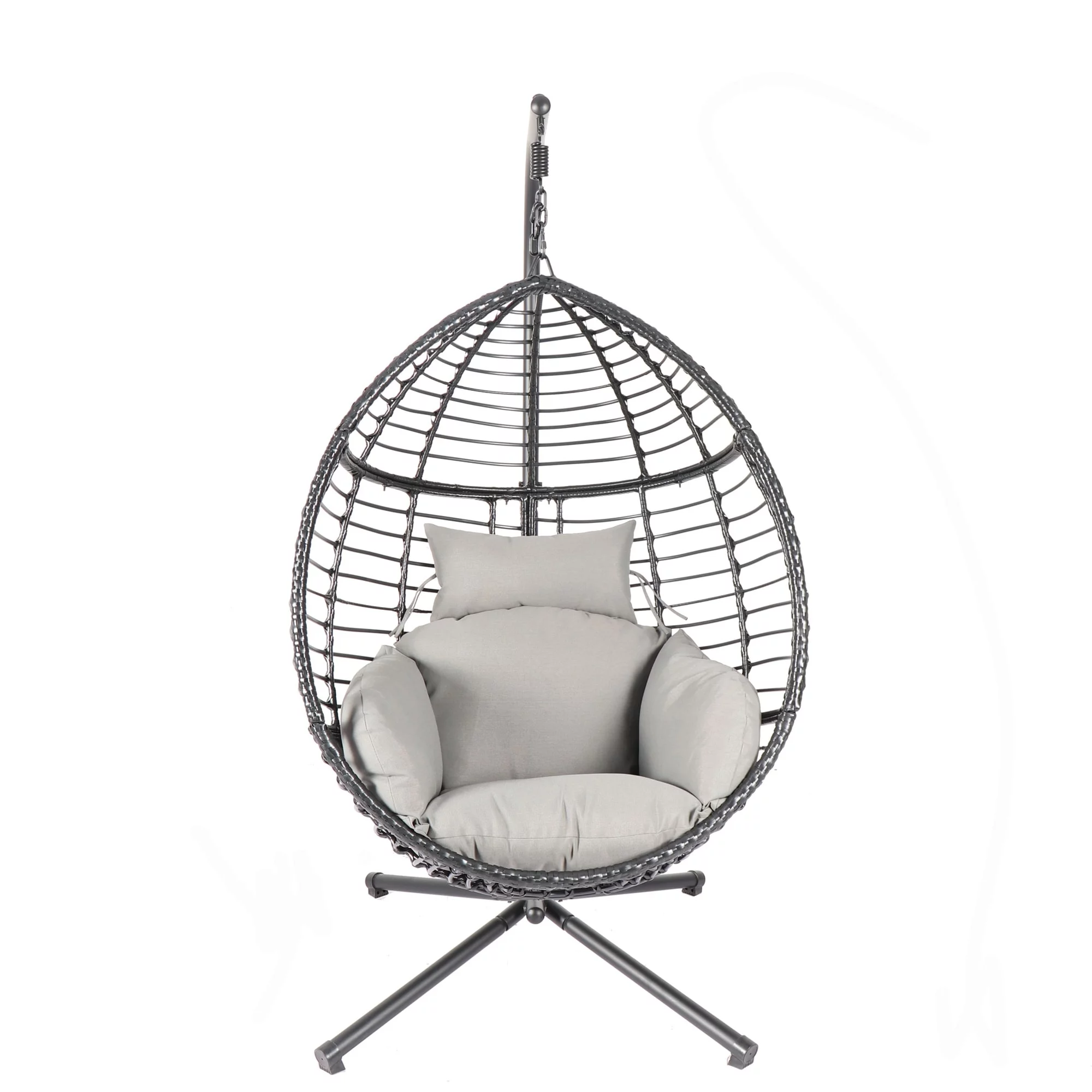 Clihome  Outdoor Rattan Nest Balcony Hanging Chair - 37.4x37.4x76.77 Grey