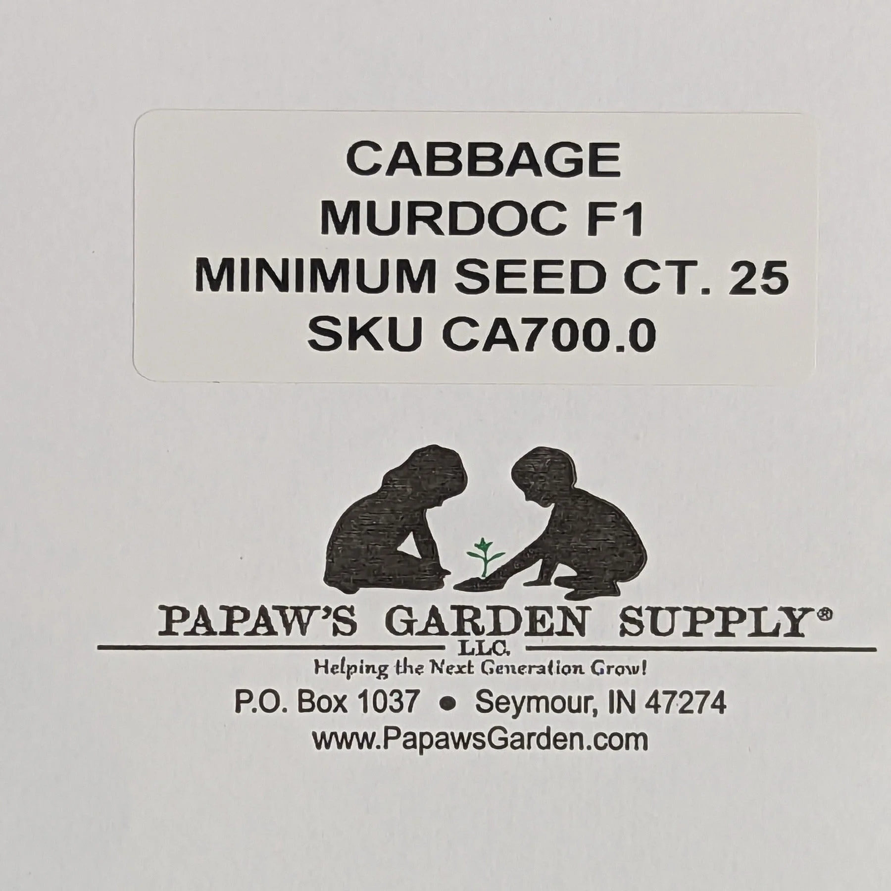 PAPAW'S GARDEN SUPPLY LLC. HELPING THE NEXT GENERATION GROW! Murdoc Pointed Head Cabbage 5 Pack of 25 Seeds Each