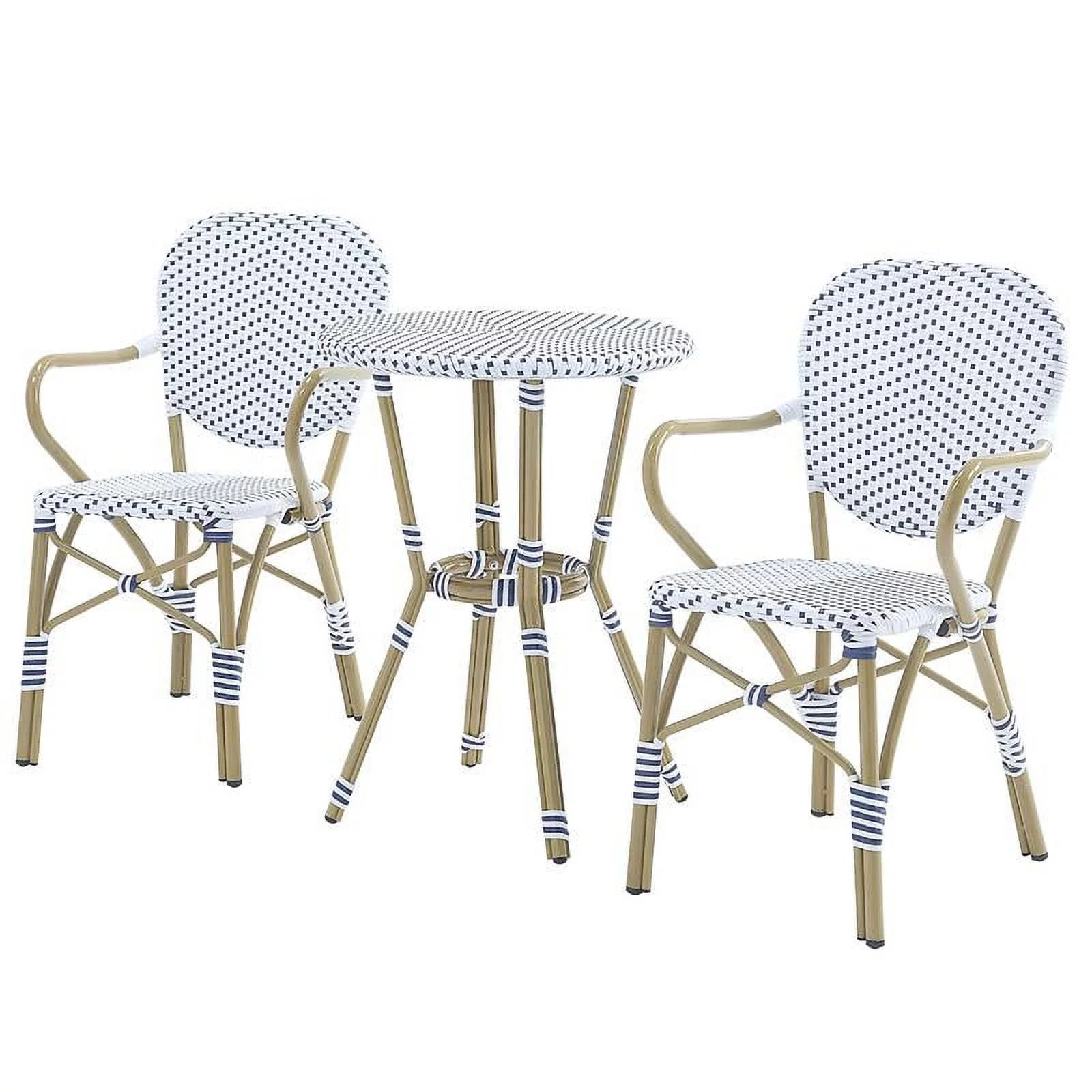 Furniture of America Hamner Aluminum 3-Piece Outdoor Bistro Set in White