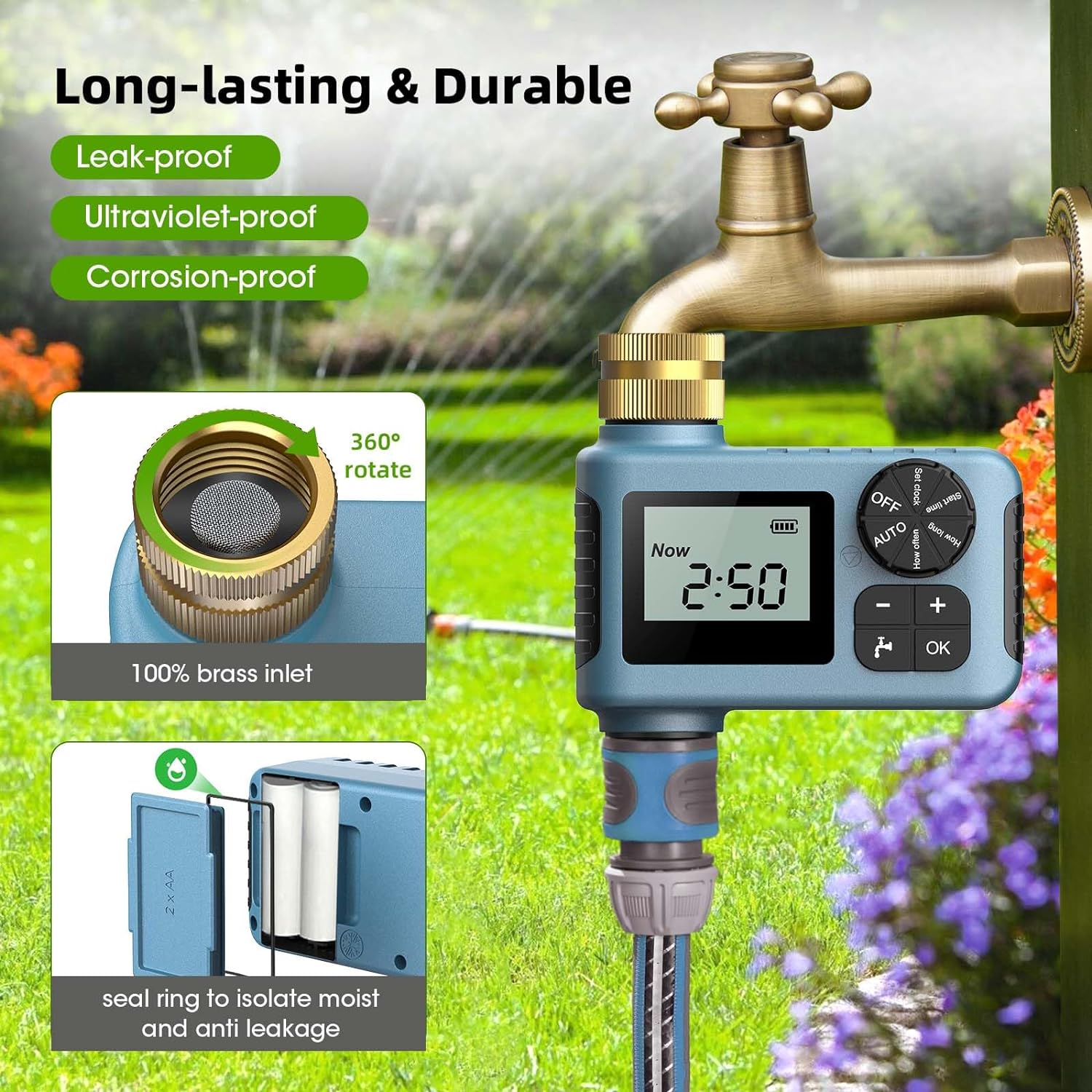 Hose Timer  Water Timer for Garden Hose Faucet  Sprinkler Timer Outdoor  Irrigation Timer with Rain Delay/Manual for Garden/Outdoor Hose  Yard  Lawns  1 Outlet