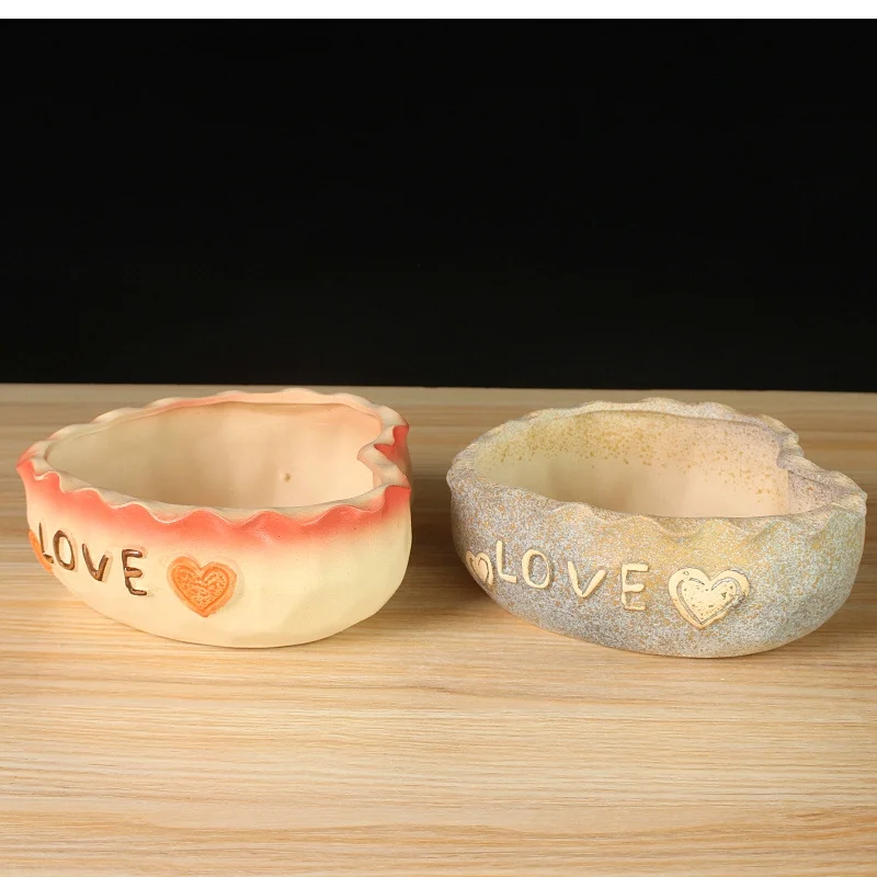 LivNxt Coarse Pottery Succulent Planter - Multi-Succulent Plant Pot Tray