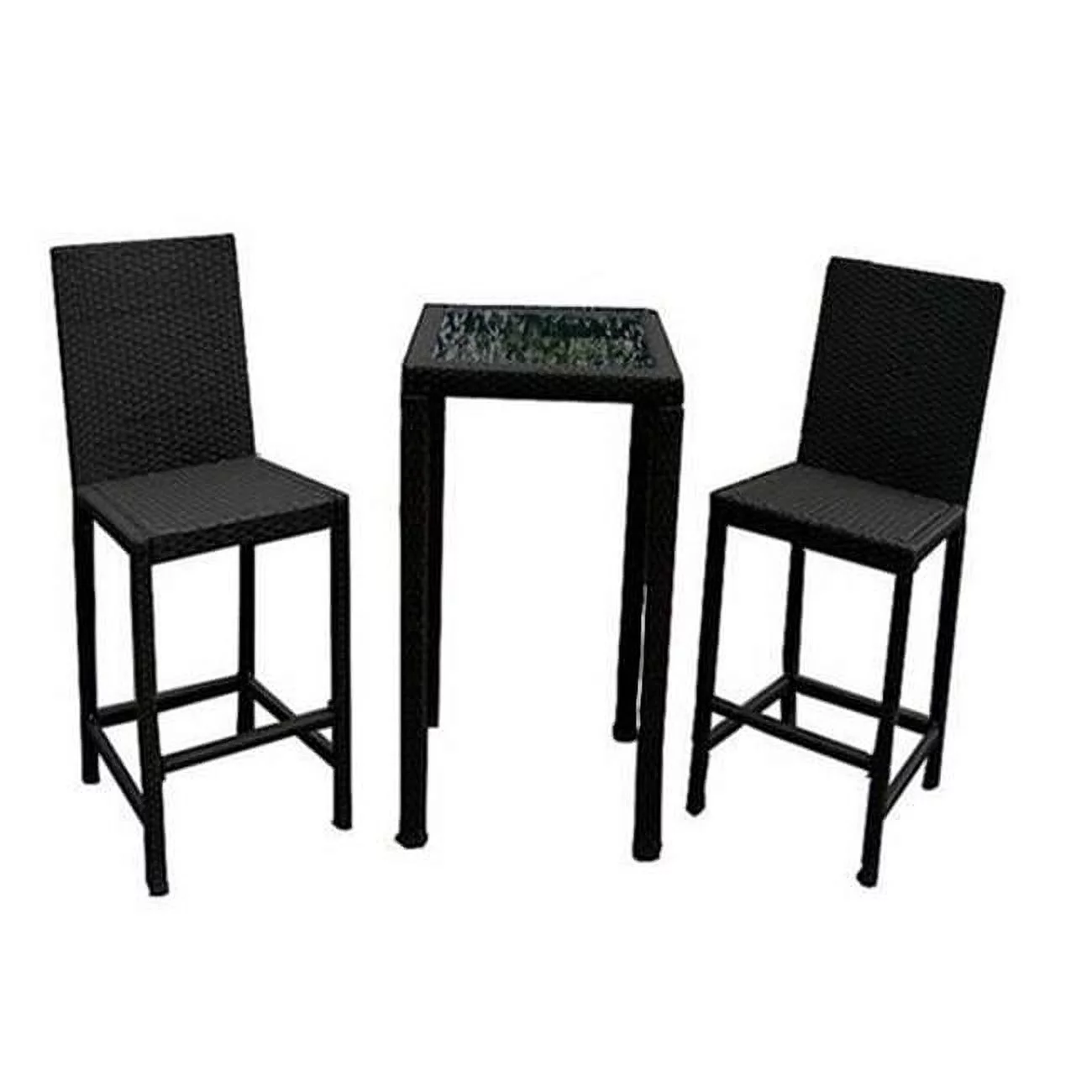 Bar Height Bistro Set- Dark Brown Wicker