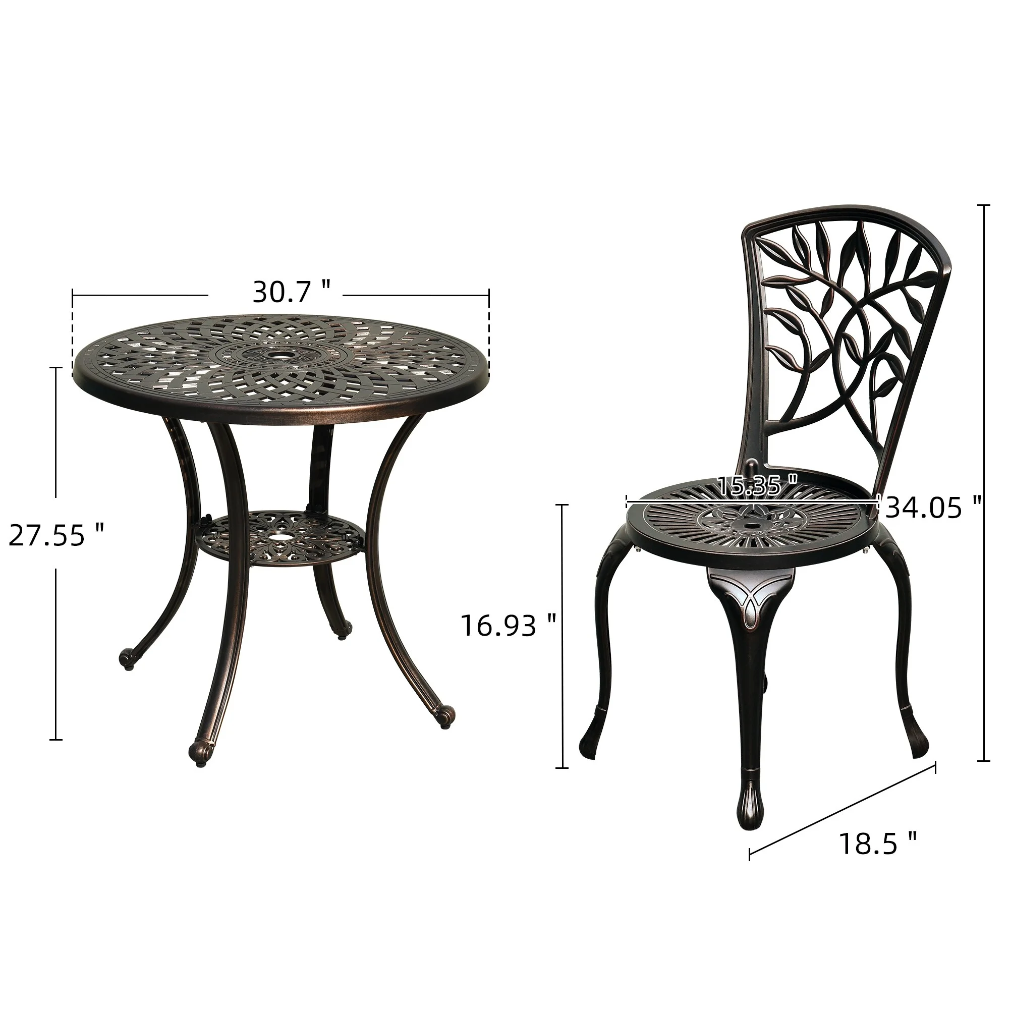 Mcferran's Inc 5-Piece Outdoor Furniture Cast Aluminum Patio Dining Sets 4 Chairs with Round Table