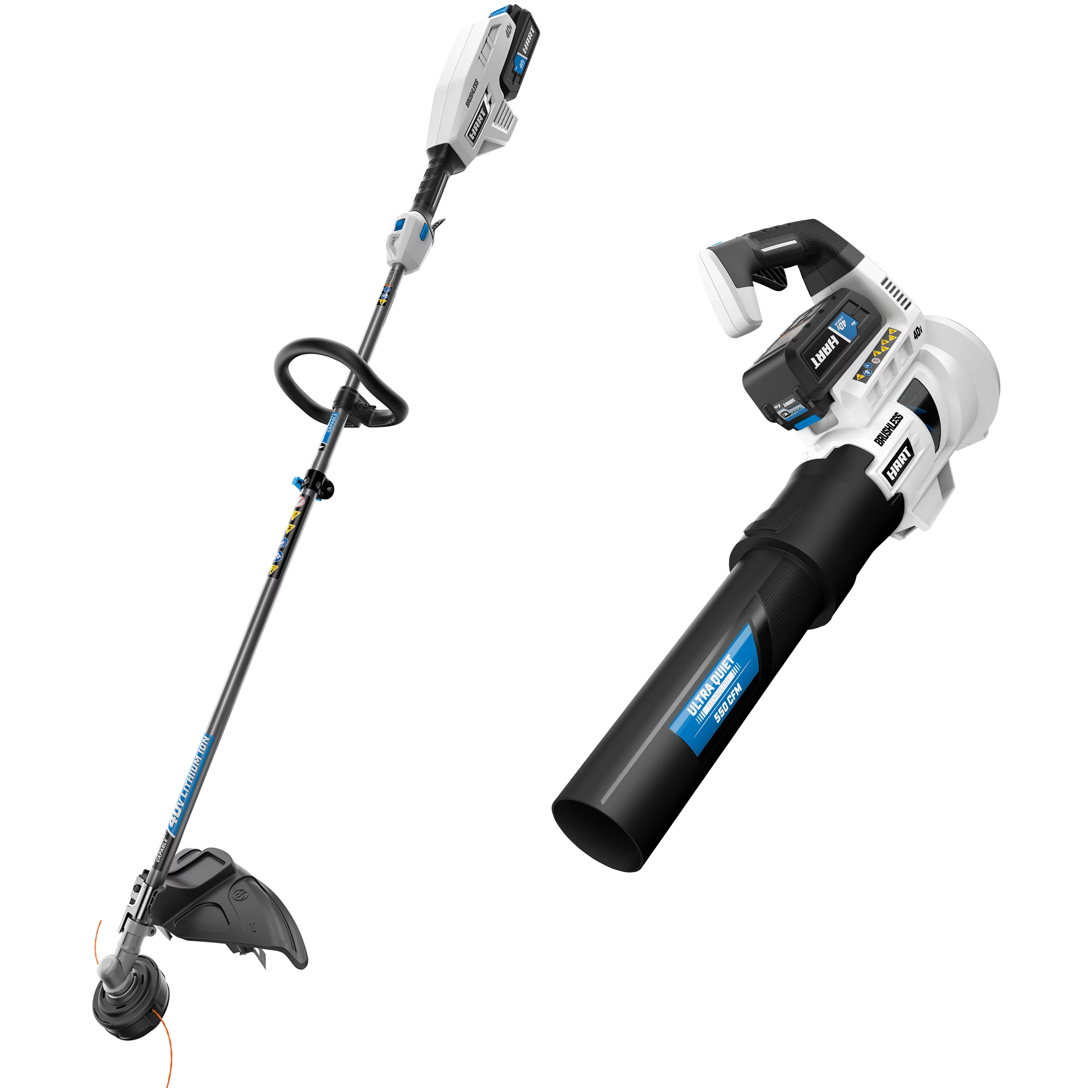 HART 40V Brushless 15-inch String Trimmer & Brushless Turbo Fan Combo Blower Kit