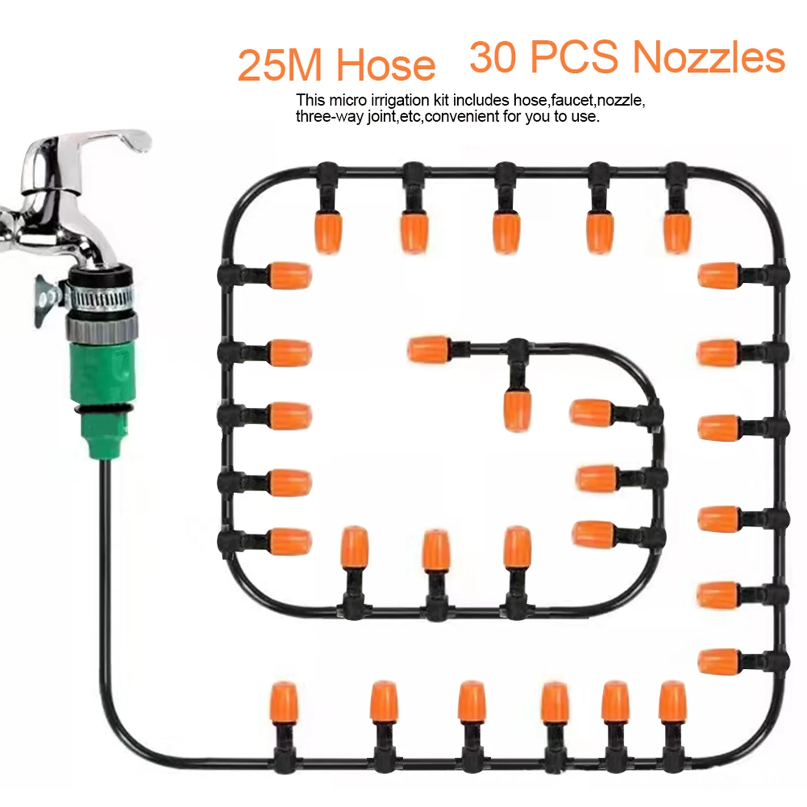 ZPSHYD Garden Hose, Garden Irrigation System PVC Garden Lawn Greenhouse Micro Drip Irrigation Kit Plants Watering Hose Nozzle Sprinkler(25M)