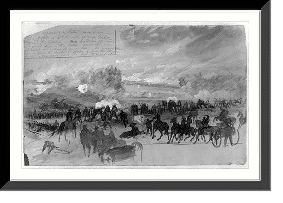 Historic Framed Print, [Battle at White Oak Swamp Bridge], 17-7/8