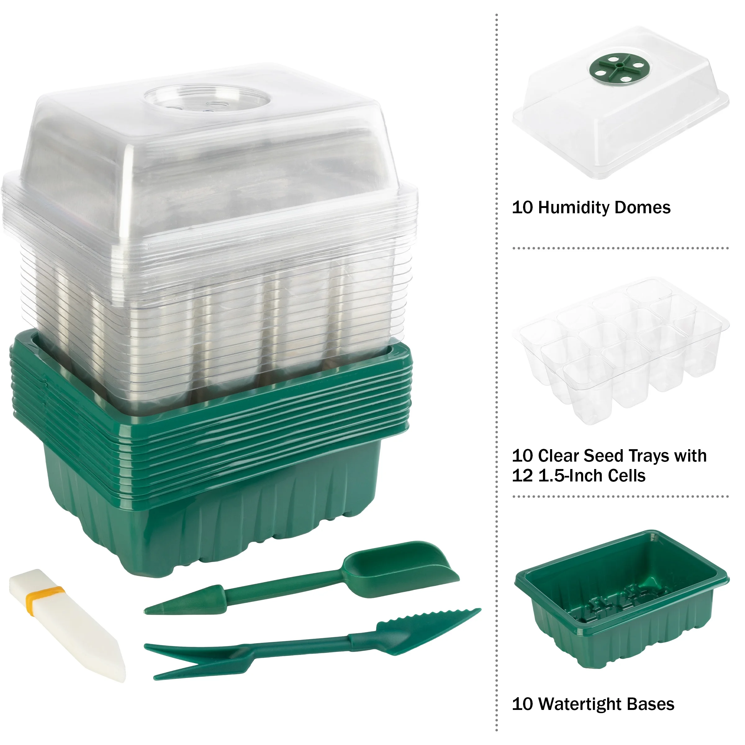 Home-Complete Seed Starter Tray 10-Pack - Plant Trays with Humidity Domes
