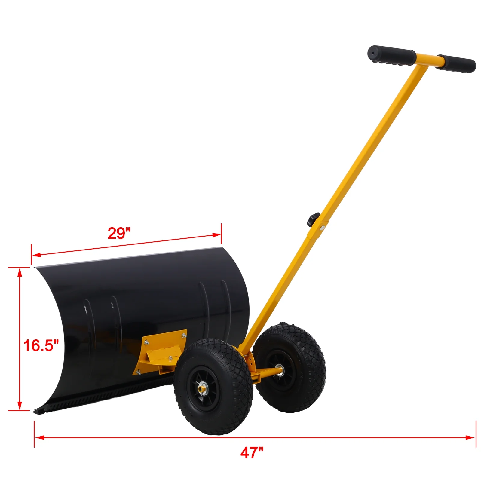Snow Shovel, Snow Pusher with Wheels, Snow Clean Removal Tool for Driveway or Pavement, 29