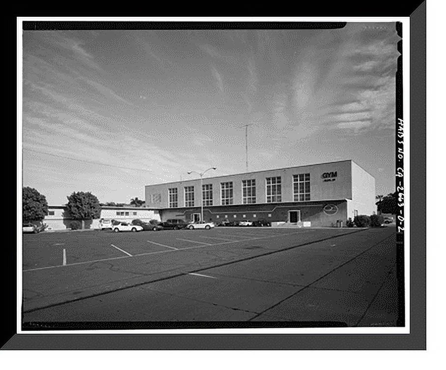 Historic Framed Print, Roosevelt Base, Auditorium-Gymnasium, West Virginia Street between Richardson & Reeves A, Long Beach, Los Angeles County, CA - 2, 17-7/8